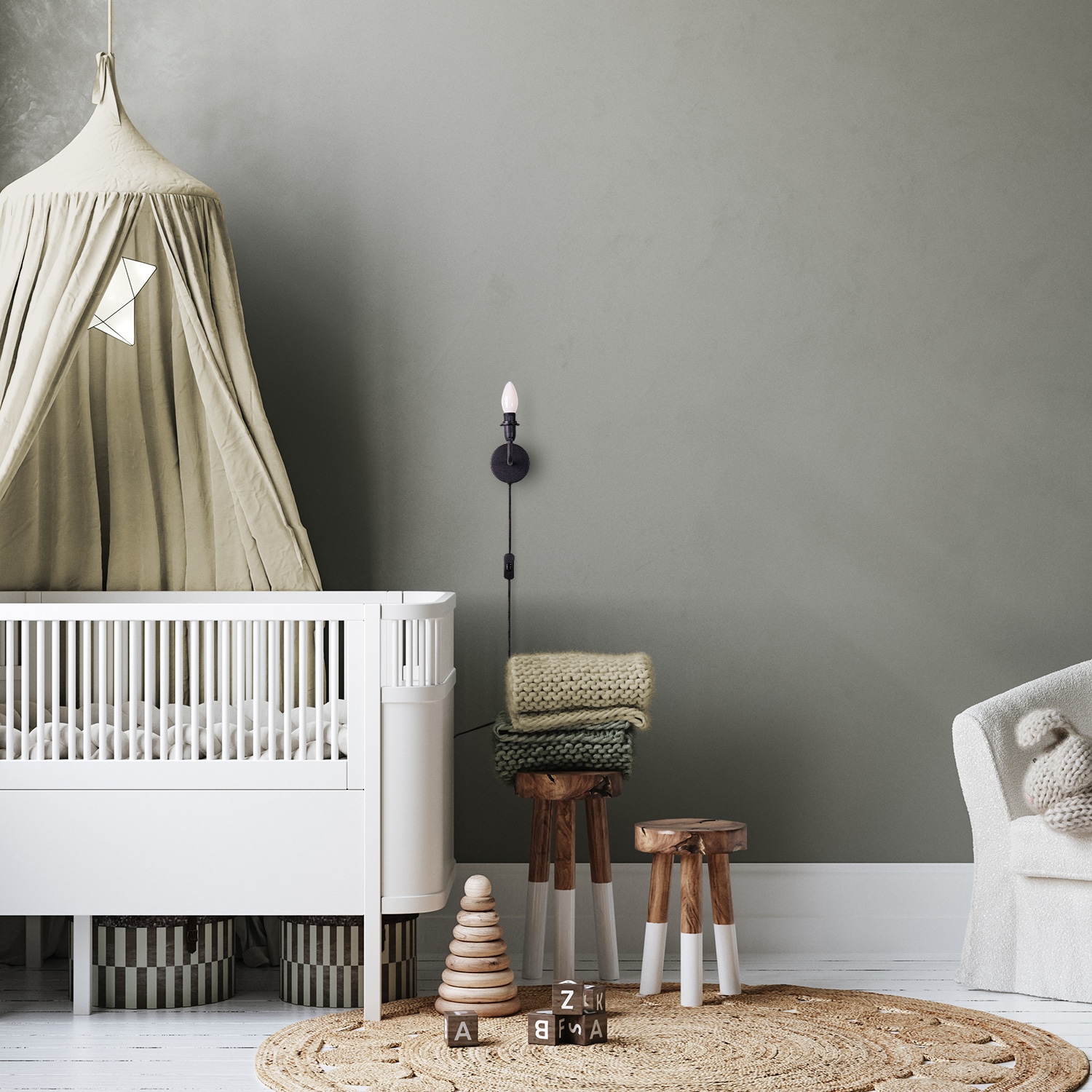 Paco Home Wandleuchte »LUCA«, 1 flammig, Leuchtmittel E14 | ohne Leuchtmittel, Wandlampe Innen Mit Schalter Flur Lampe Wohnzimmer Kabellänge 3m E14