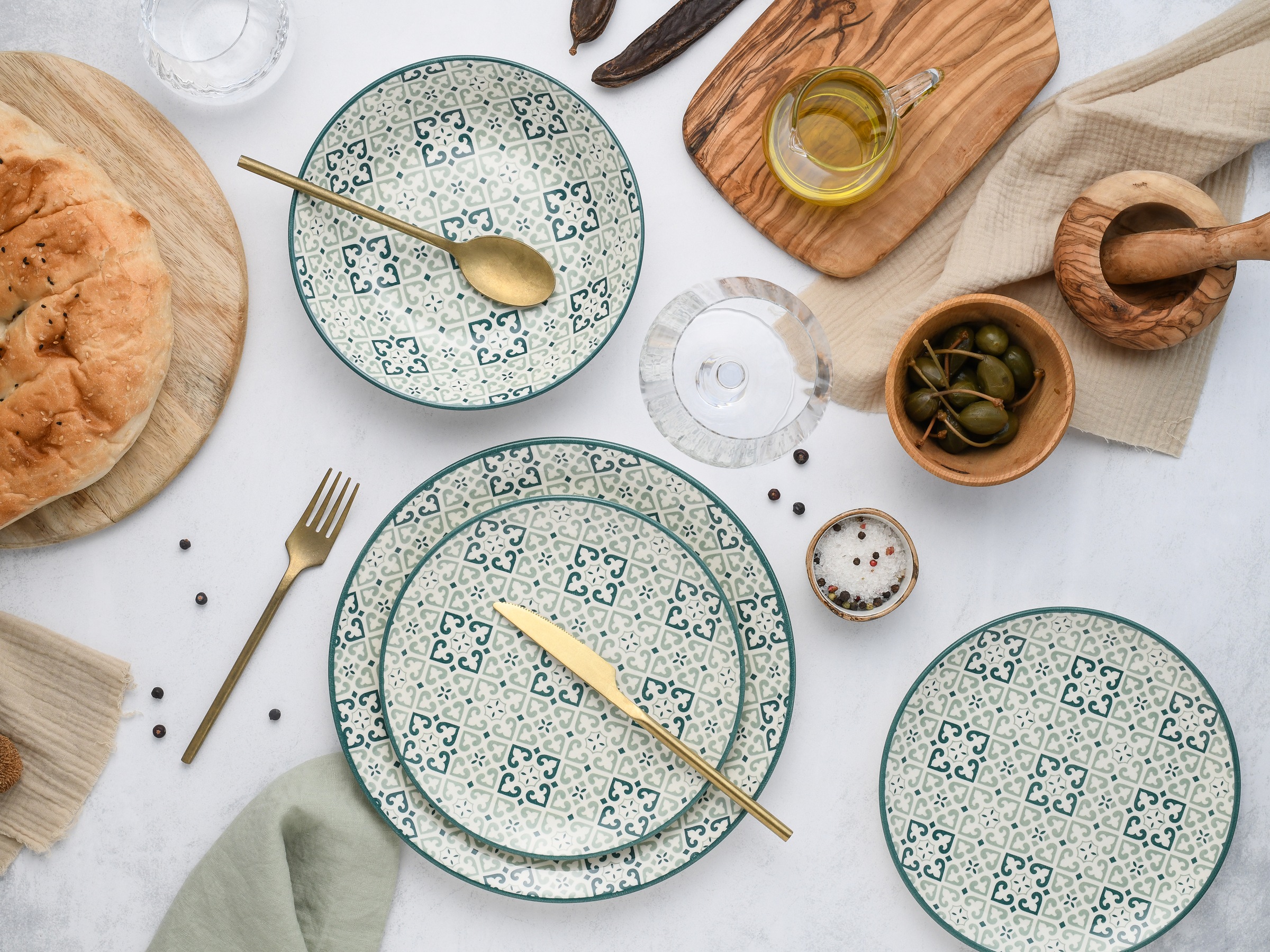 CreaTable Teller-Set »Yara«, (Set, 12 tlg.), orientalisch mediterraner Stil