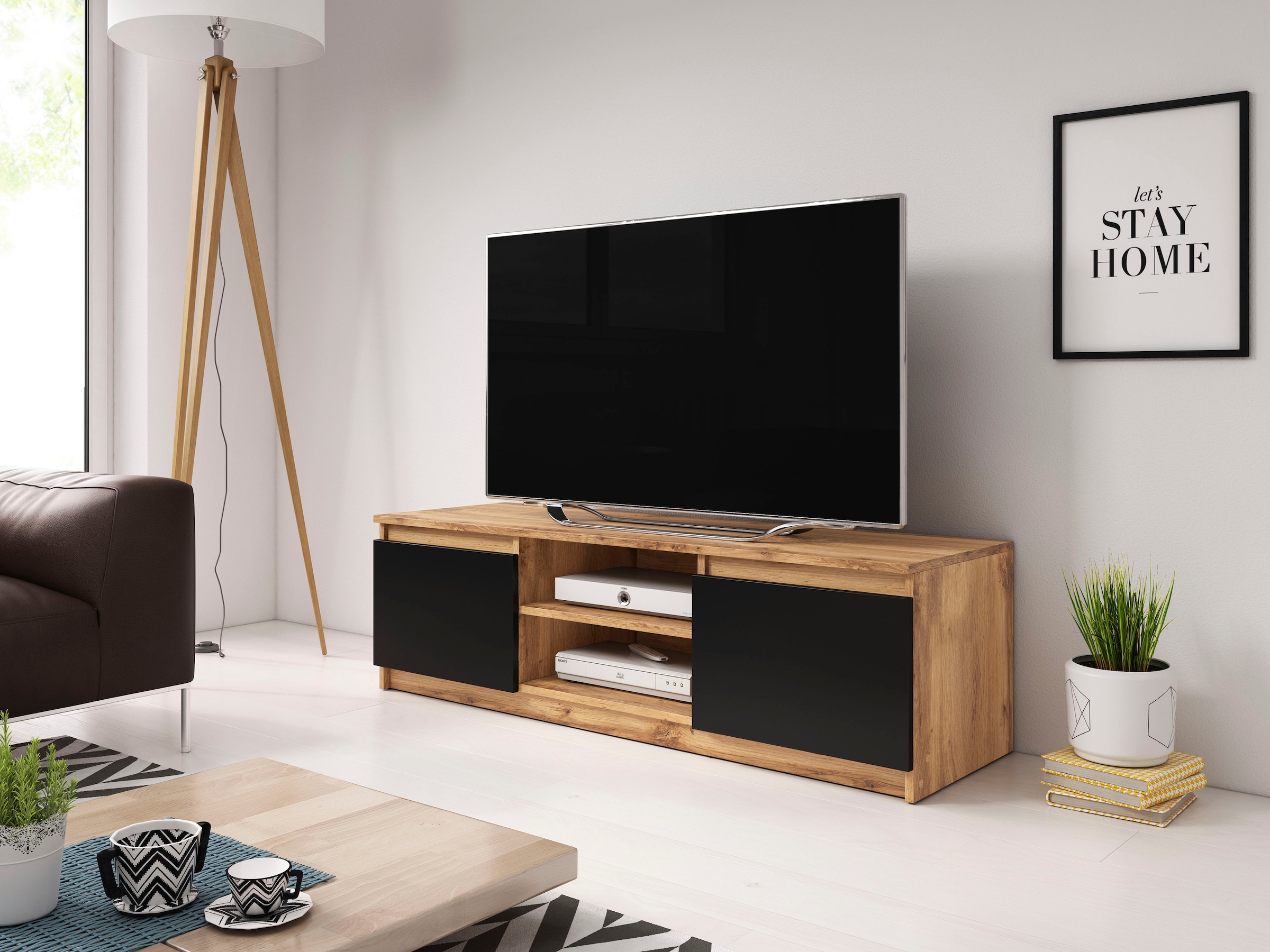 INOSIGN Lowboard »DINGO«, zeitloser TV-Schrank, TV-Board Breite 120 cm, grifflose Fernsehschrank