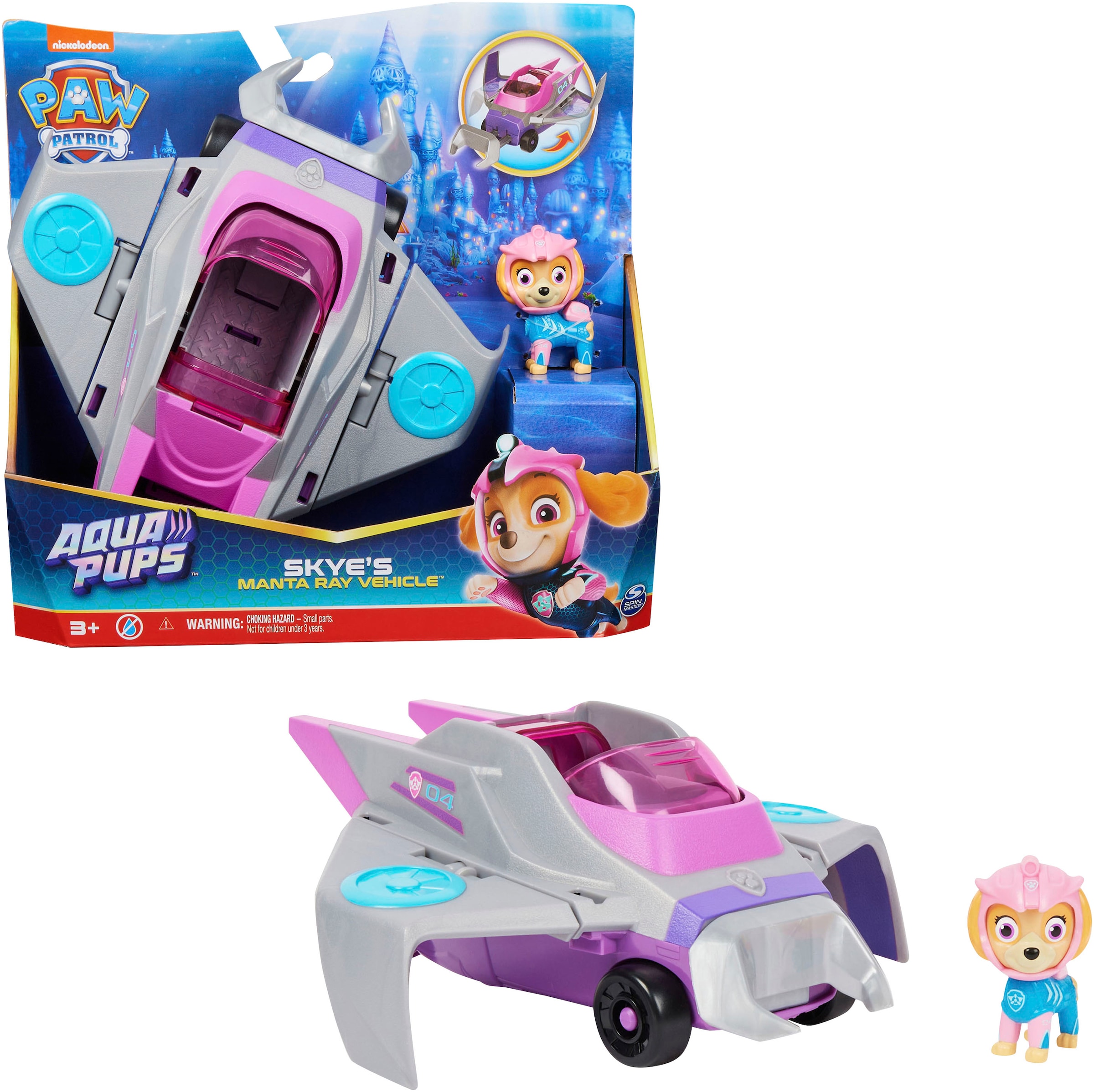 Spin Master Spielzeug-Auto »Paw Patrol - Aqua Pups - Basic Themed Vehicles Solid Skye«, mit Funktionen