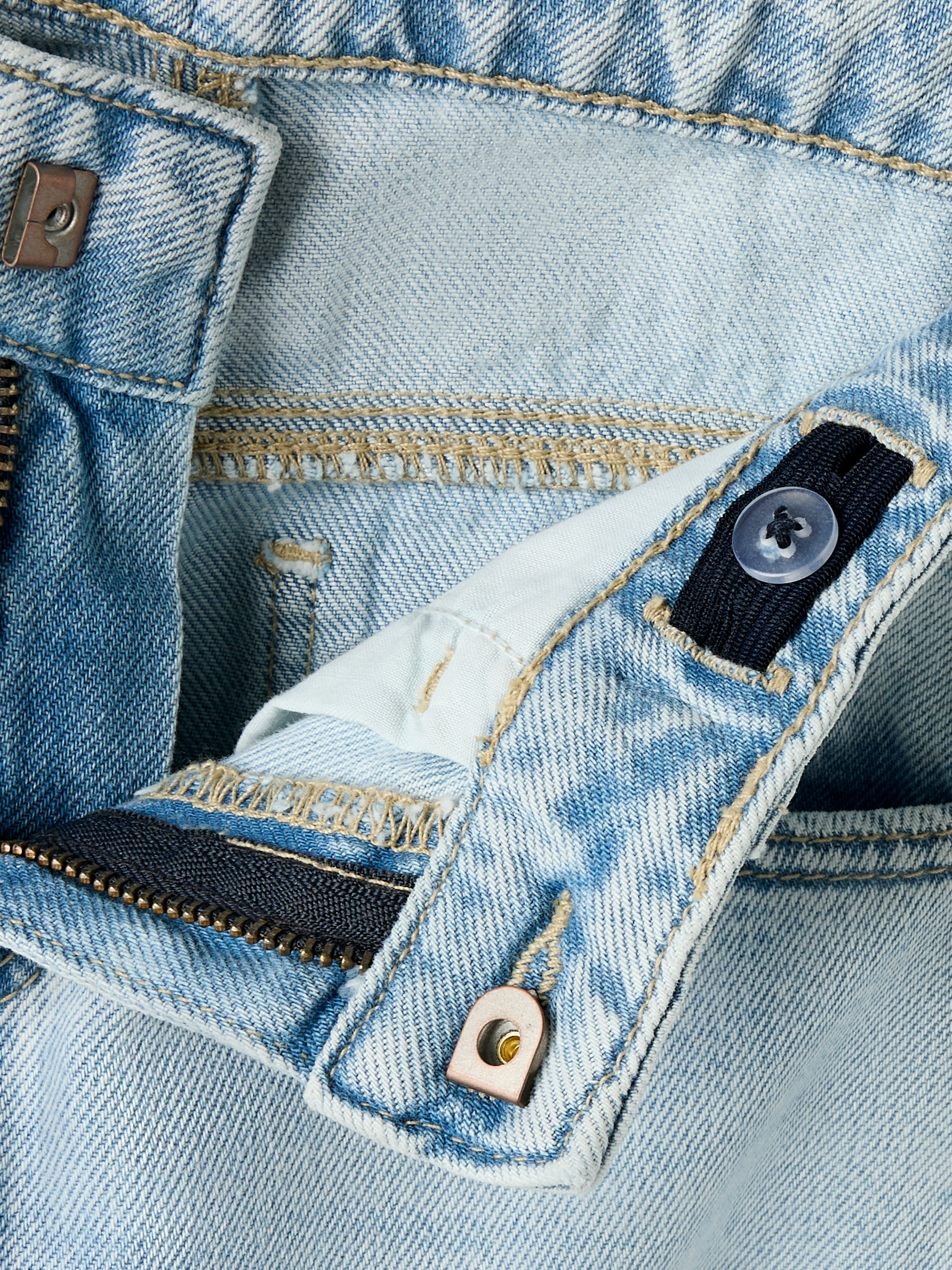 Name It Weite Jeans »NKFROSE für Mädchen mit weitem Bein und klassischem Sitz« normal, Denim, Abriebeffekte, Reißverschluss