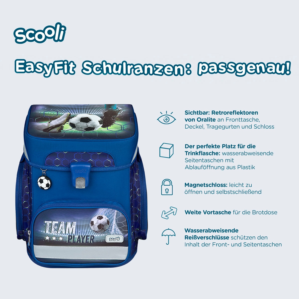 Scooli Schulranzen »EasyFit, Team Player«, Reflektoren