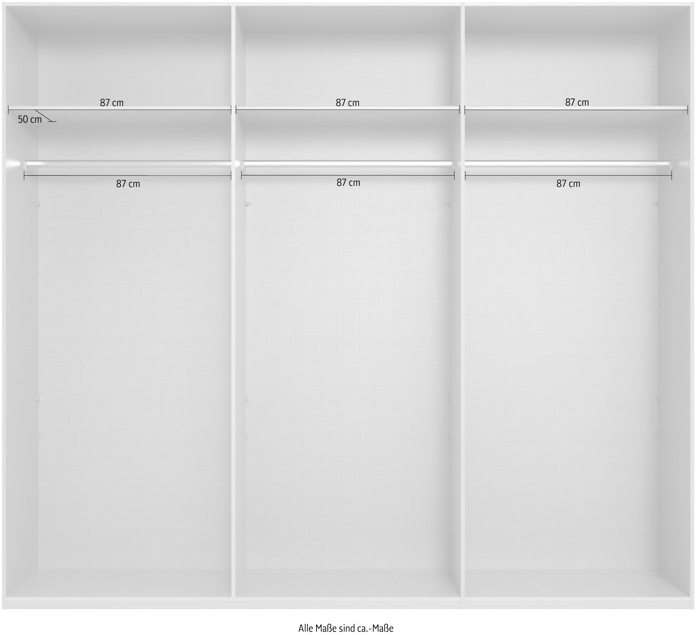 Wimex Kleiderschrank »Mugano, in 5 Breiten und 2 Höhen, Made in Germany«, (in Basic oder Premium Ausstattung mit 2 weiteren Einlegeböden), mit langen Griffstangen aus Metall, wahlweise mit oder ohne Spiegel