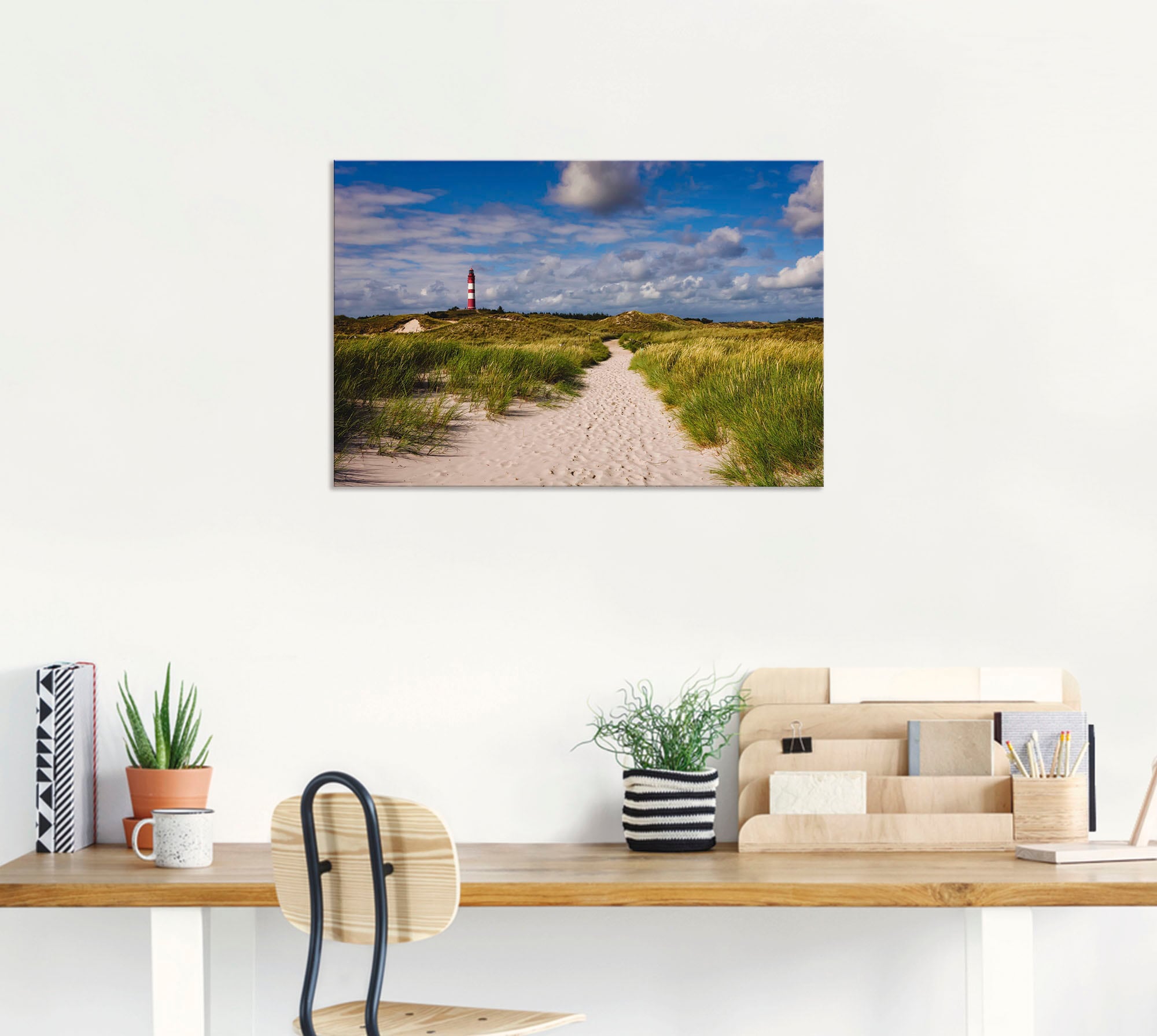 Artland Wandbild »Strandweg zum Leuchtturm - Insel Amrum«, Küste, (1 St.), als Alubild, Outdoorbild, Leinwandbild, Poster in verschied. Größen