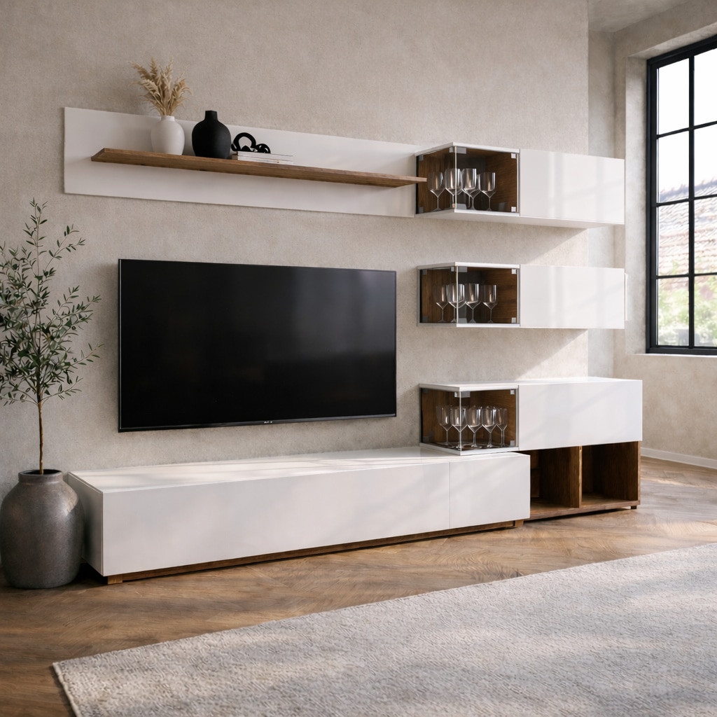 OTTO home Wohnzimmer-Set »Lego Anbauwand, Wohnkombination, Wohnzimmer-Set« 4 Stk. tlg.