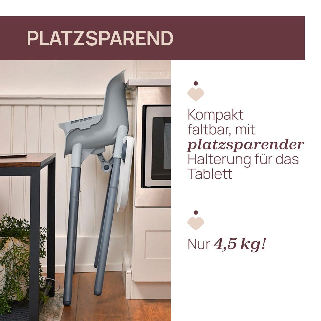 Chicco Hochstuhl »Zest Plus Wooden Grey«, mit abnehmbarem Tablett