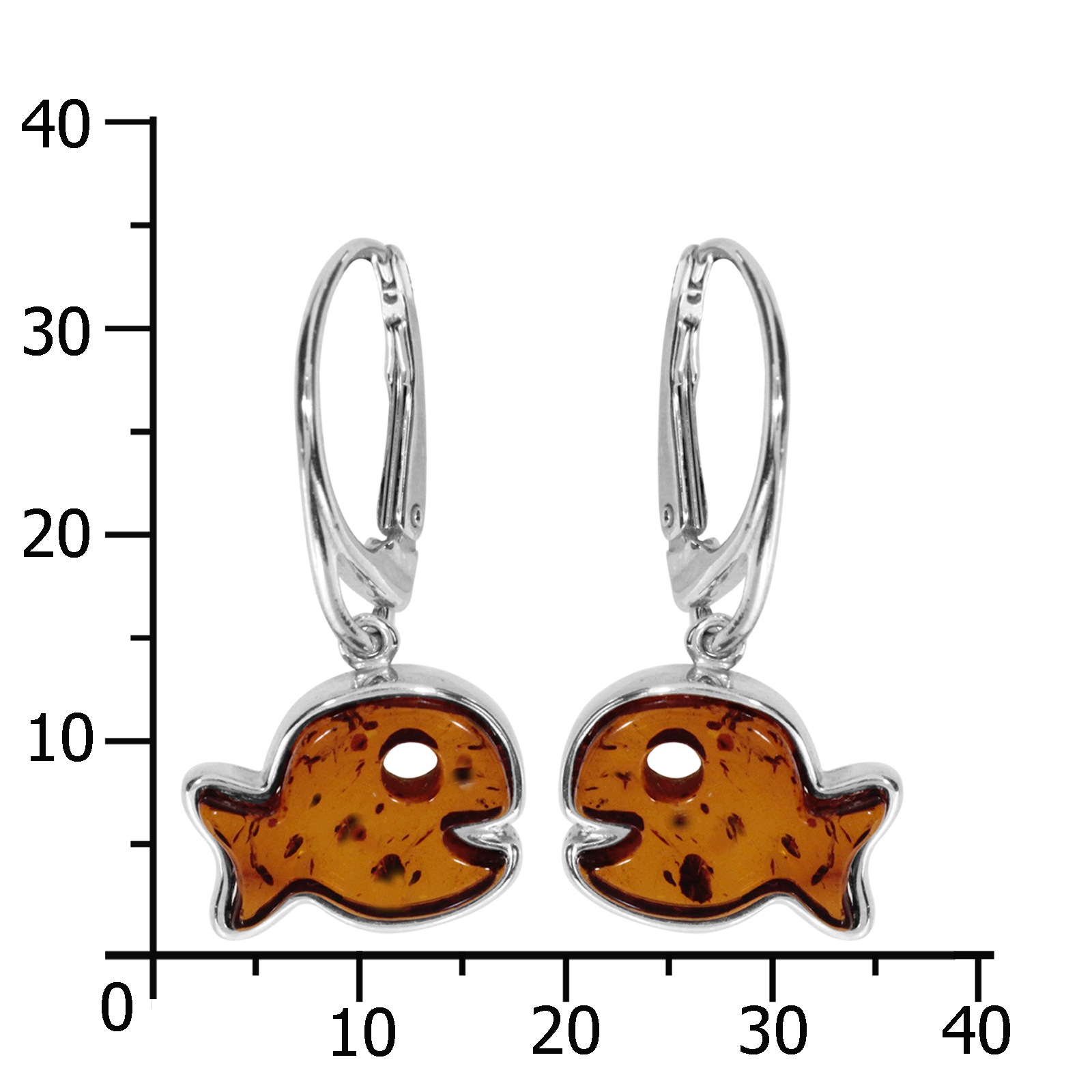 OSTSEE-SCHMUCK Paar Ohrhänger »- Fisch - Silber 925/000 - Bernstein«