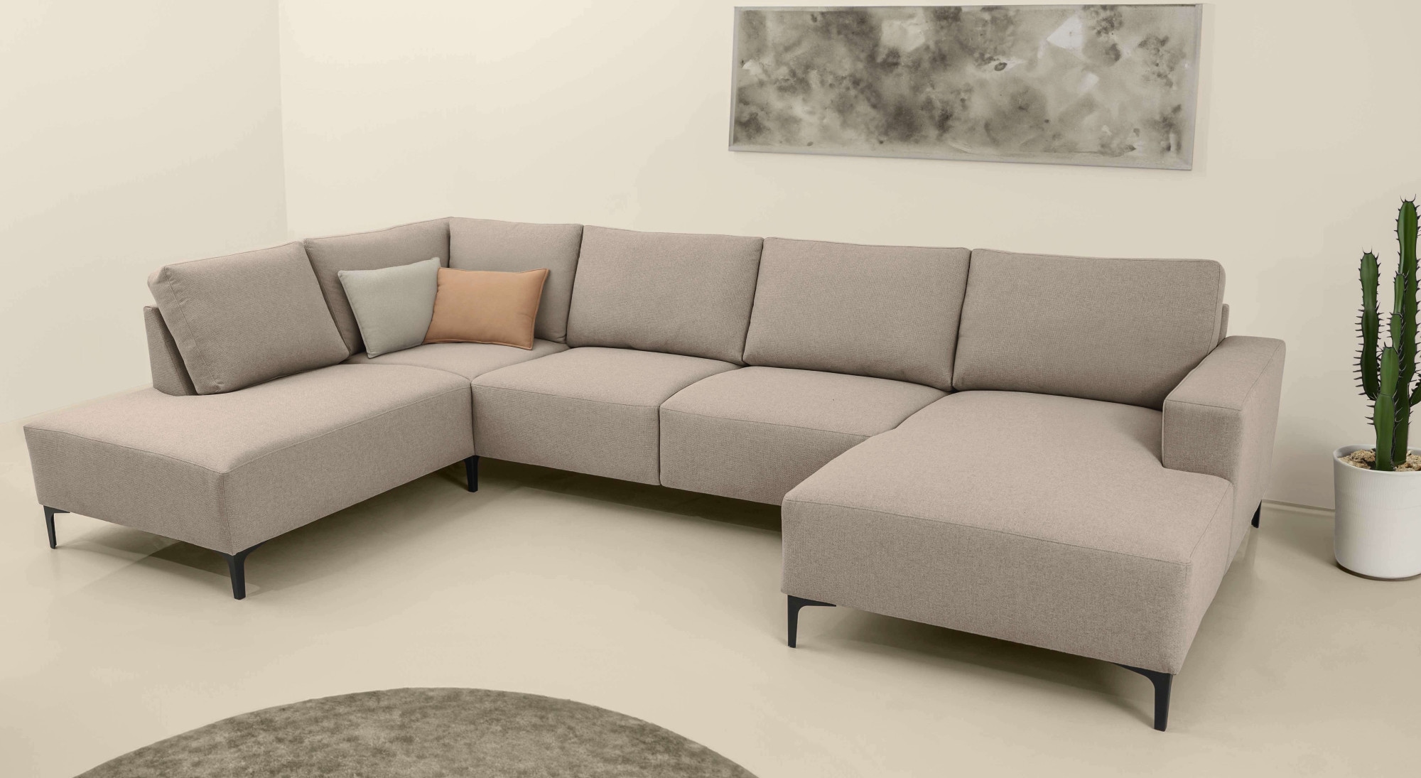 Home affaire Wohnlandschaft »Tournon U-Form, XXL Sofa, Breite 333 cm, Webstoff, Chenille« Designsofa im nordischen Stil, Wellenunterfederung, Metallfüße