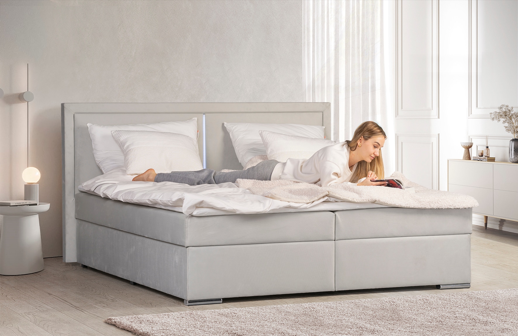 COLLECTION AB Boxbett »Athena«, Inkl. LED-Beleuchtung, Topper und Stauraum