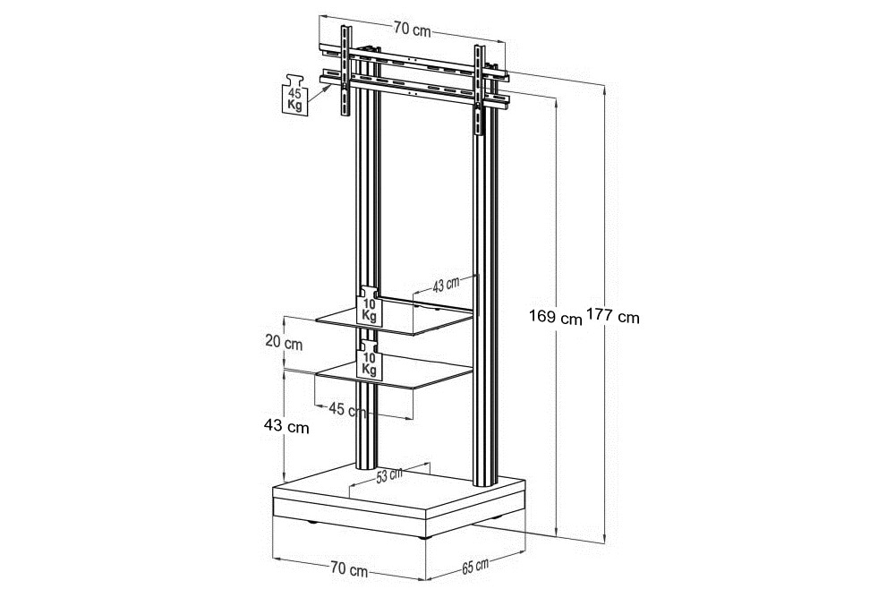 VCM Wohnzimmertisch »Rollwagen TV Standfuß Rollen Ständer Monte Visolo3« 1 Stk. tlg.