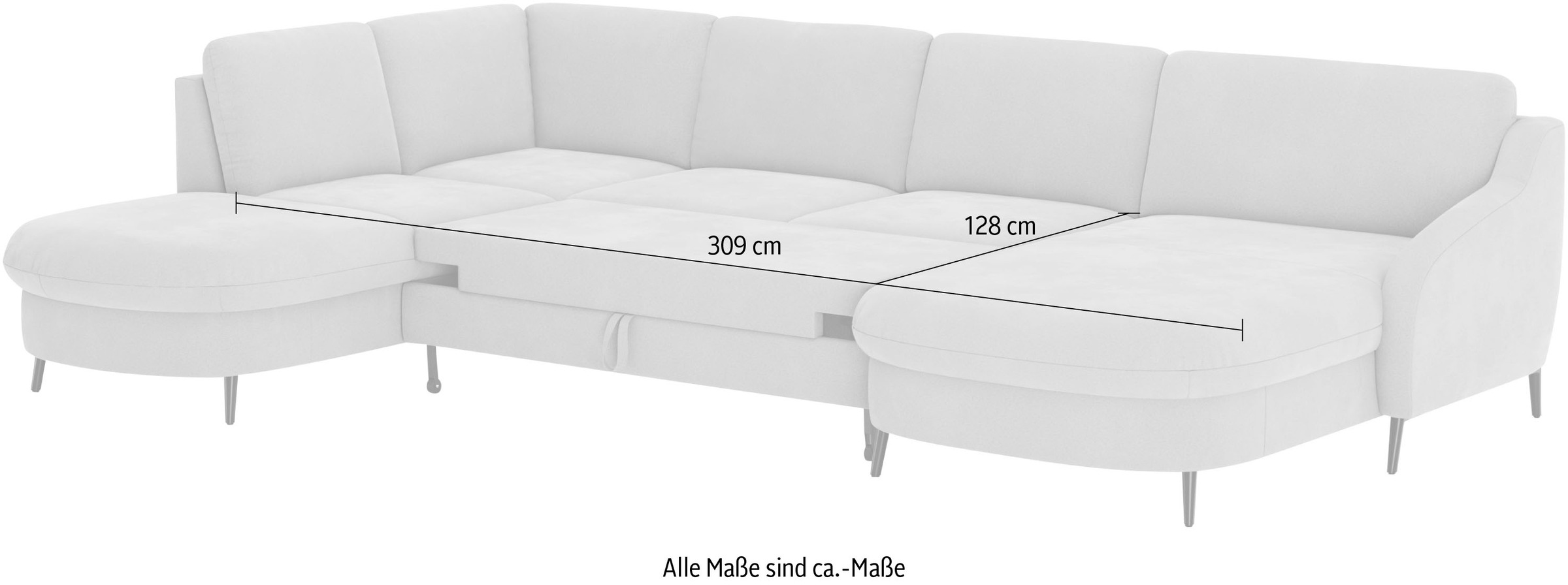 sit&more Wohnlandschaft »Soul U-Form«, wahlweise mit Bettfunktion und Bettkasten oder Schubkasten