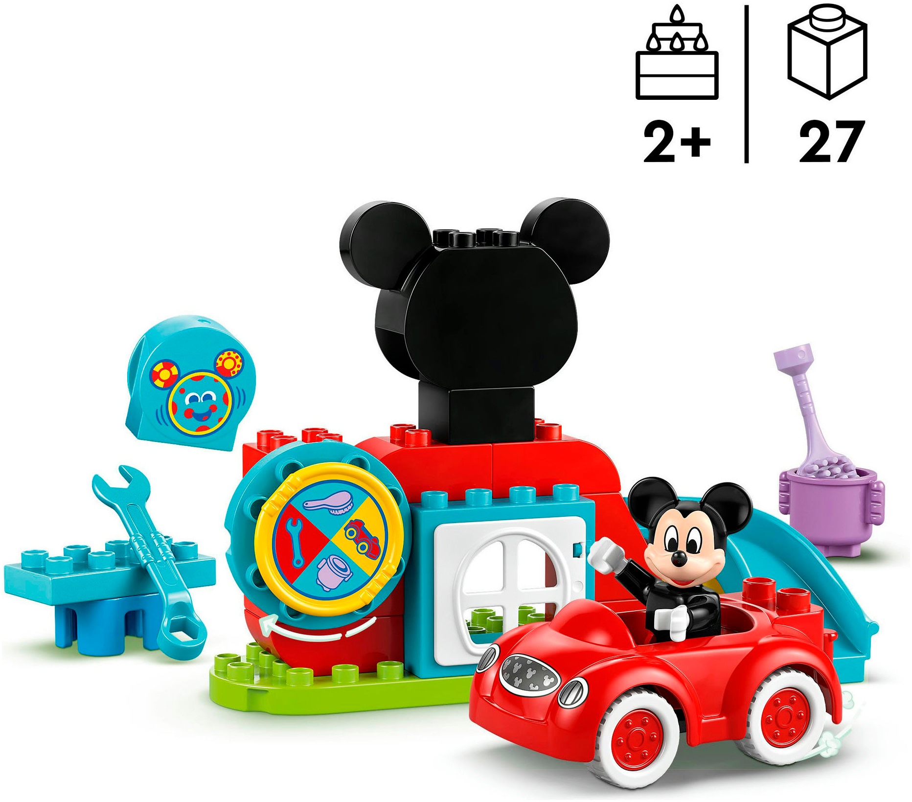 LEGO® Konstruktionsspielsteine »Mickys Clubhaus und Auto (10454), LEGO® DUPLO Disney ™«, (27 St.), Made in Europe