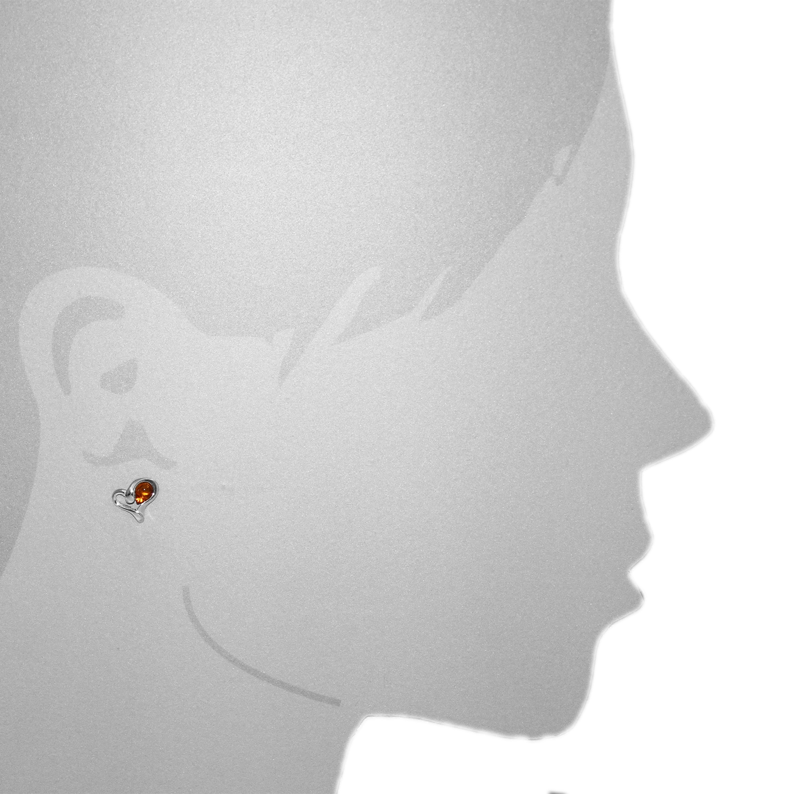 OSTSEE-SCHMUCK Paar Ohrstecker »- Herz - Silber 925/000 - Bernstein«