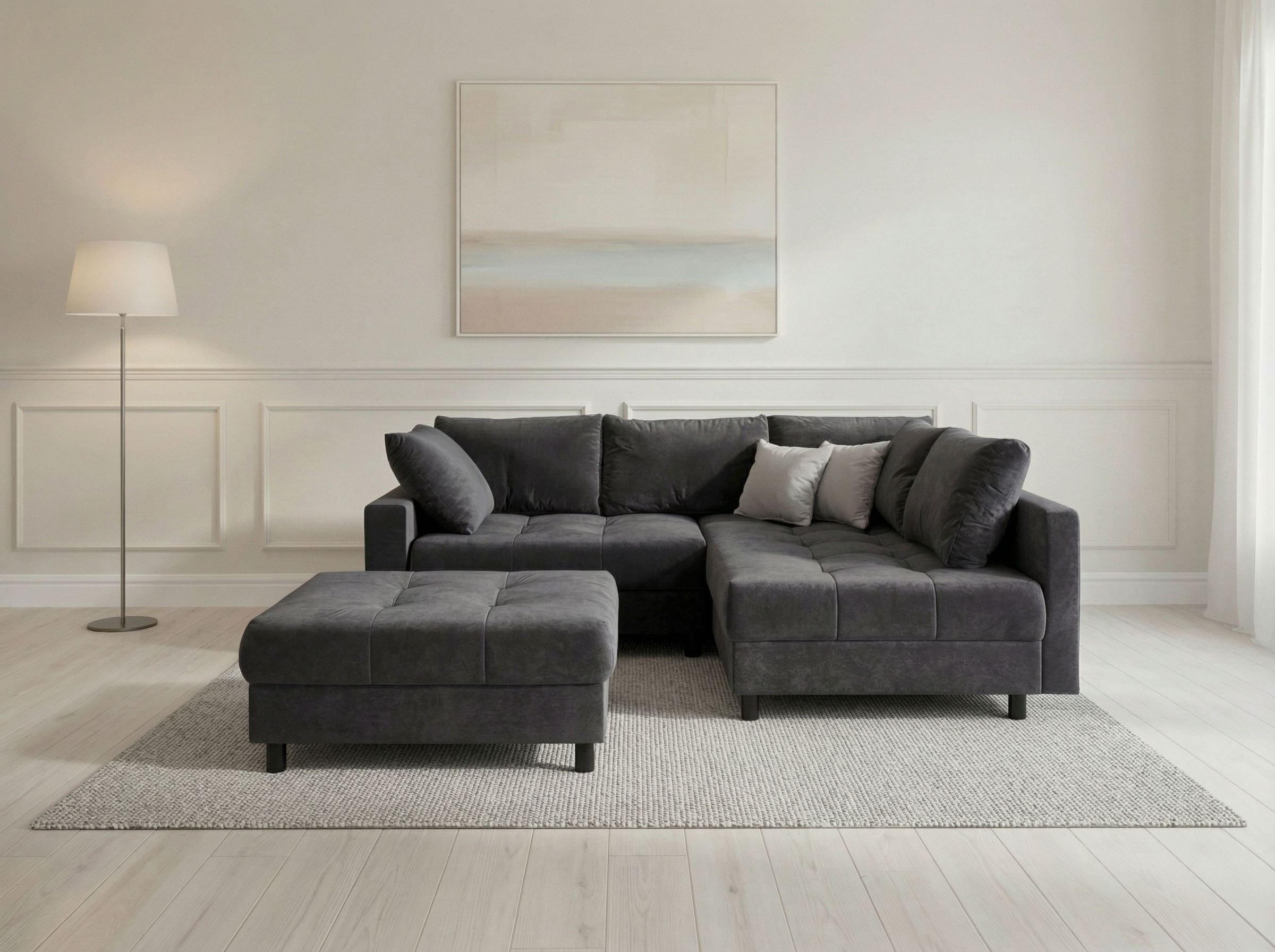 COLLECTION AB Ecksofa »Antonia L-Form, B: 215 cm« Ecksofa, Rückenkissen, ottomane beidseitig montierbar, Bonnelfederkern