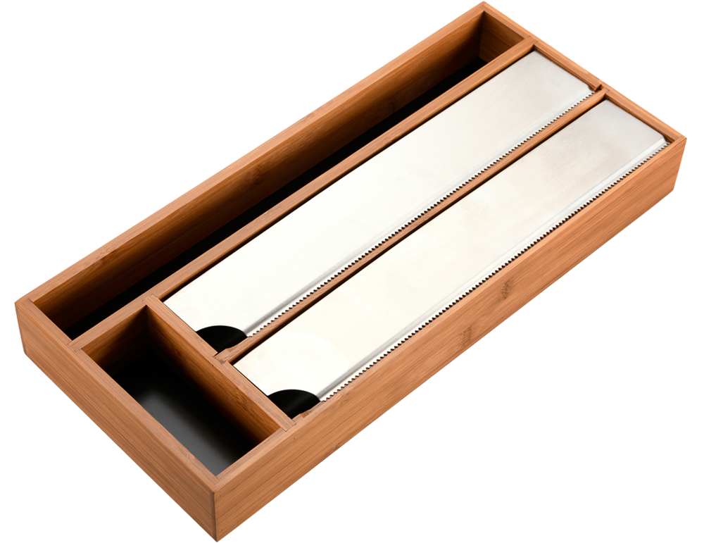 Kesper Folienspender »Schubladen-Folienspender mit praktischen Abreißkanten aus Edelstahl« aus FSC -zertifiziertem Bambus, mit 4 Fächern, Maße...