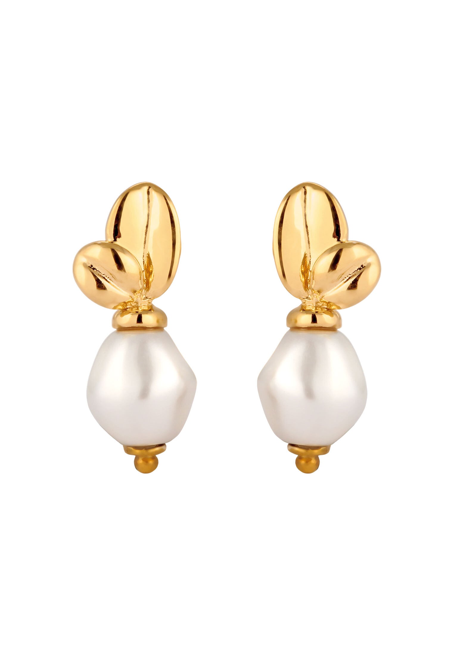 Elli Premium Paar Ohrstecker »Ohrringe Ohrstecker Blume Synthetische Perle Weiß 925 Sterling Silber vergoldet«