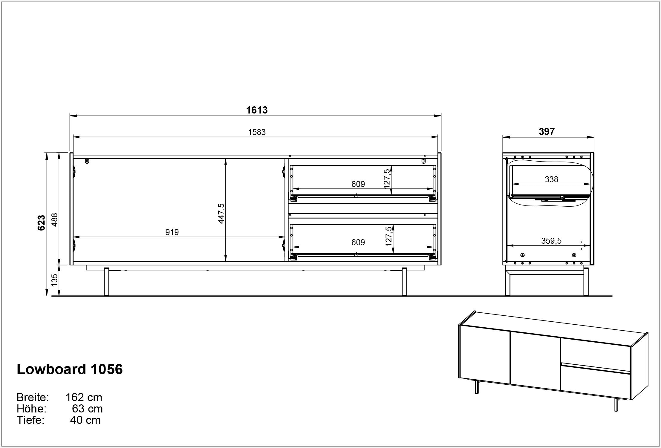 GERMANIA Lowboard »Cantoria«, Türen mit Soft close-Funktion, griffloses Design