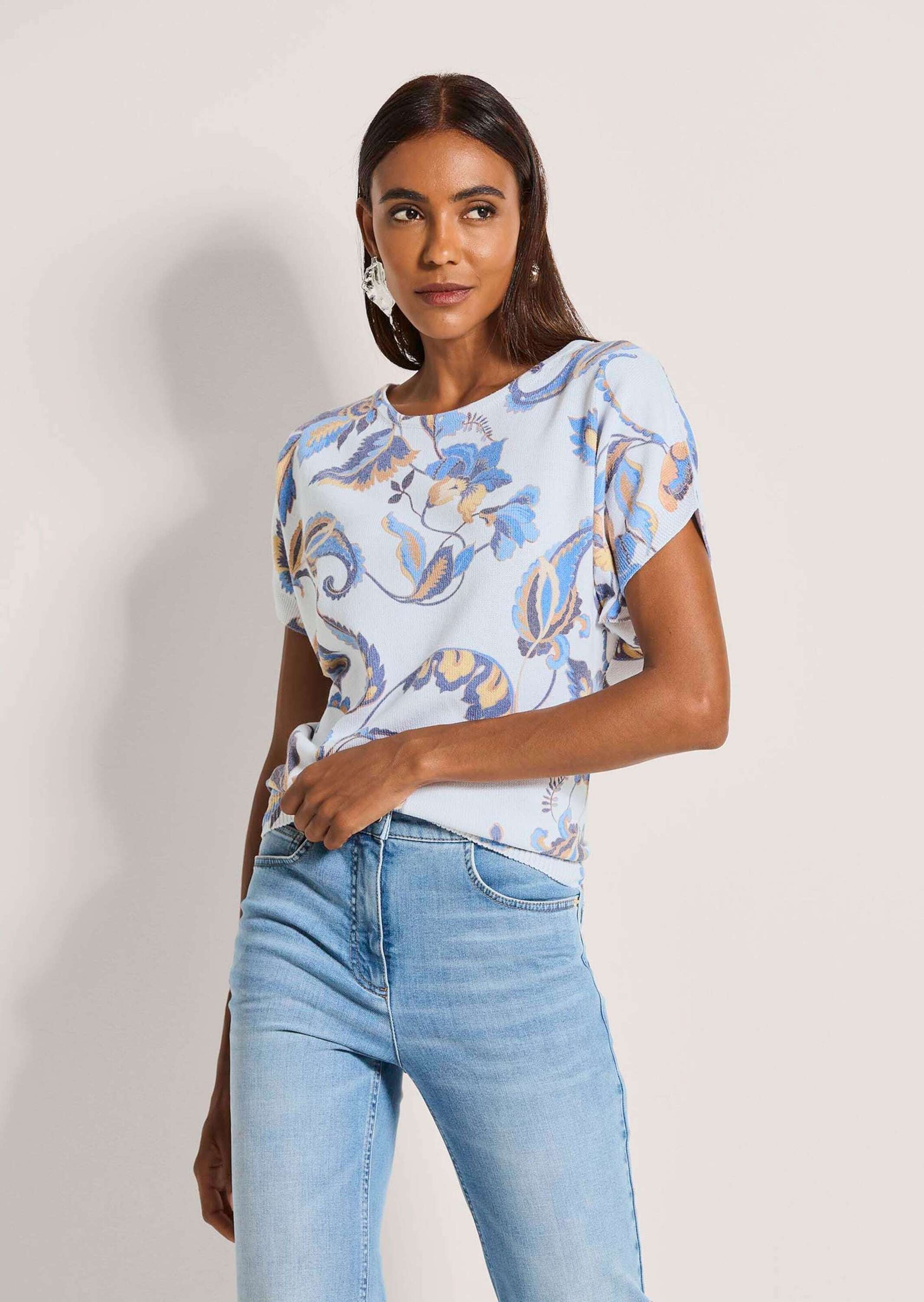 MADELEINE Longpullover »Strickpullover Druckpullover mit Allover-Print« Gerippte Abschlüsse