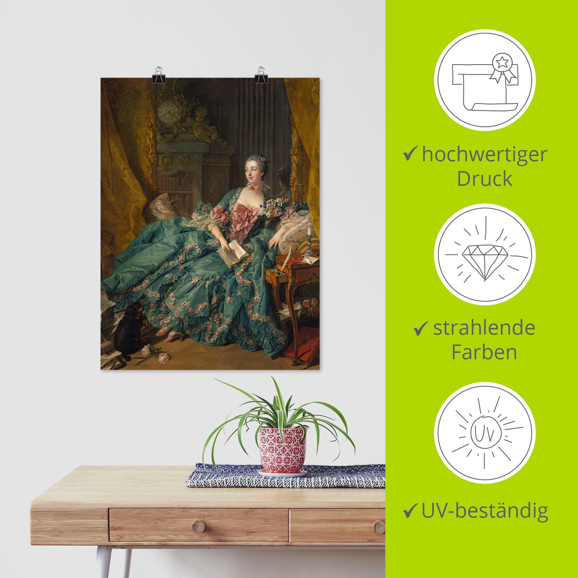Artland Wandbild »Bildnis der Marquise de Pompadour. 1756«, Frau, (1 St.), als Leinwandbild, Poster in verschied. Größen