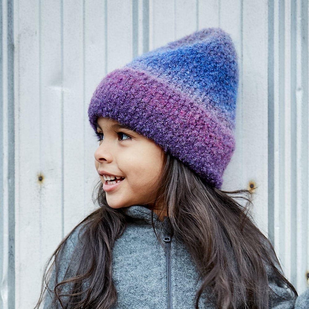 MAXIMO Beanie Fasermix mit Wollanteil, Boucle-Garn, Farbverlauf, breiter Umschlag
