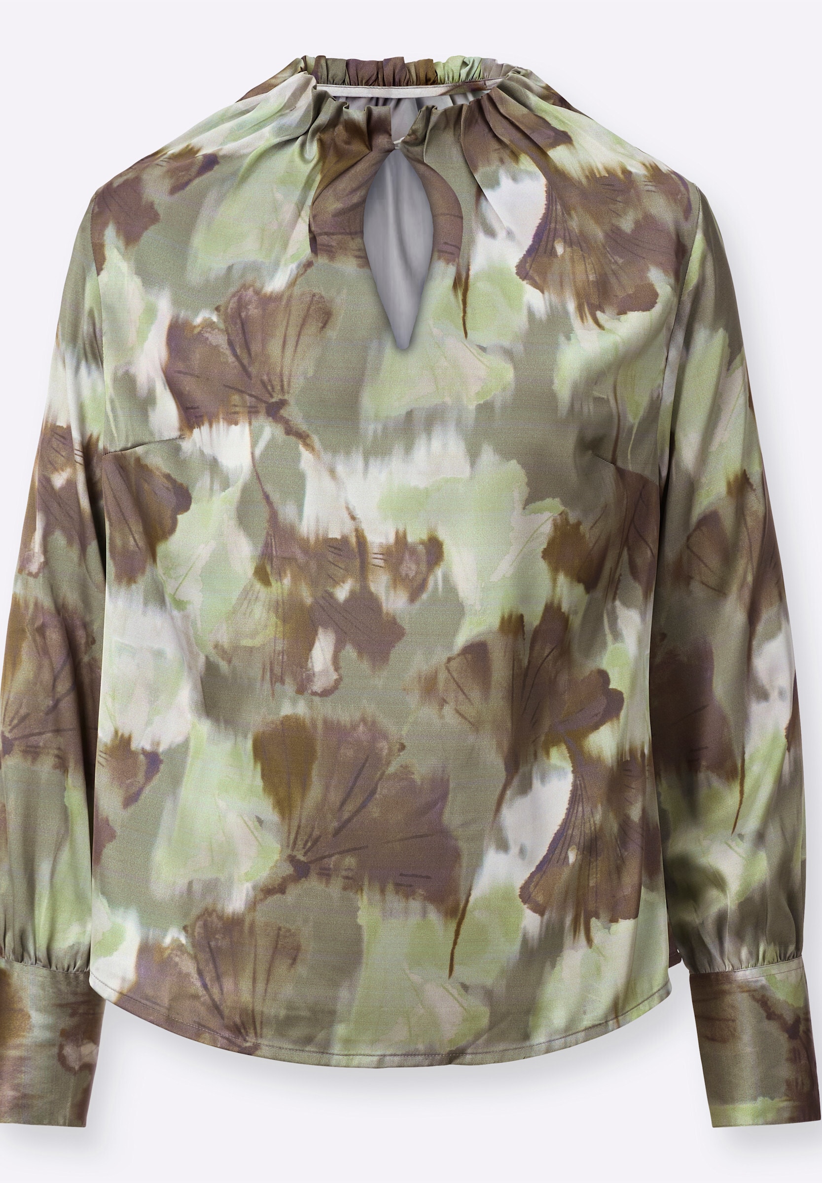 creation L Klassische Bluse »Satin-Bluse Satinbluse mit breiten Knopfmanschetten«