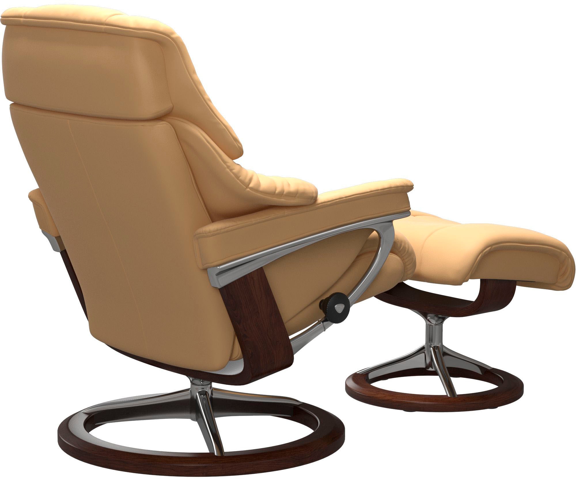 Stressless® Relaxsessel »Reno«, (Set, Relaxsessel mit Hocker), mit Hocker, mit Signature Base, Größe S, M & L, Gestell Braun