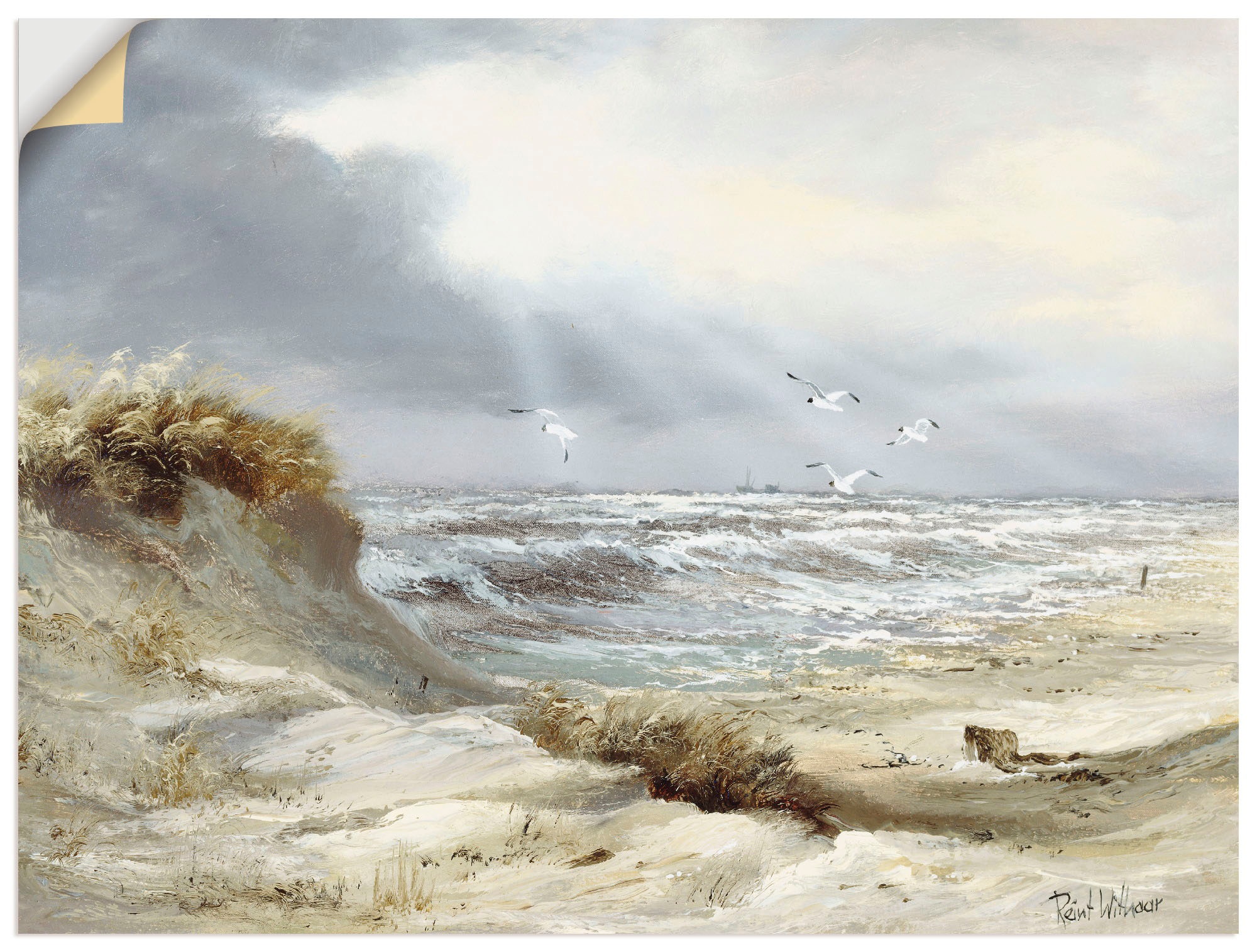 Artland Wandbild »Dünen an der stürmischen See«, Küste, (1 St.), in vielen Größen & Produktarten -Leinwandbild, Poster, Wandaufkleber / Wandtattoo auch für Badezimmer geeignet