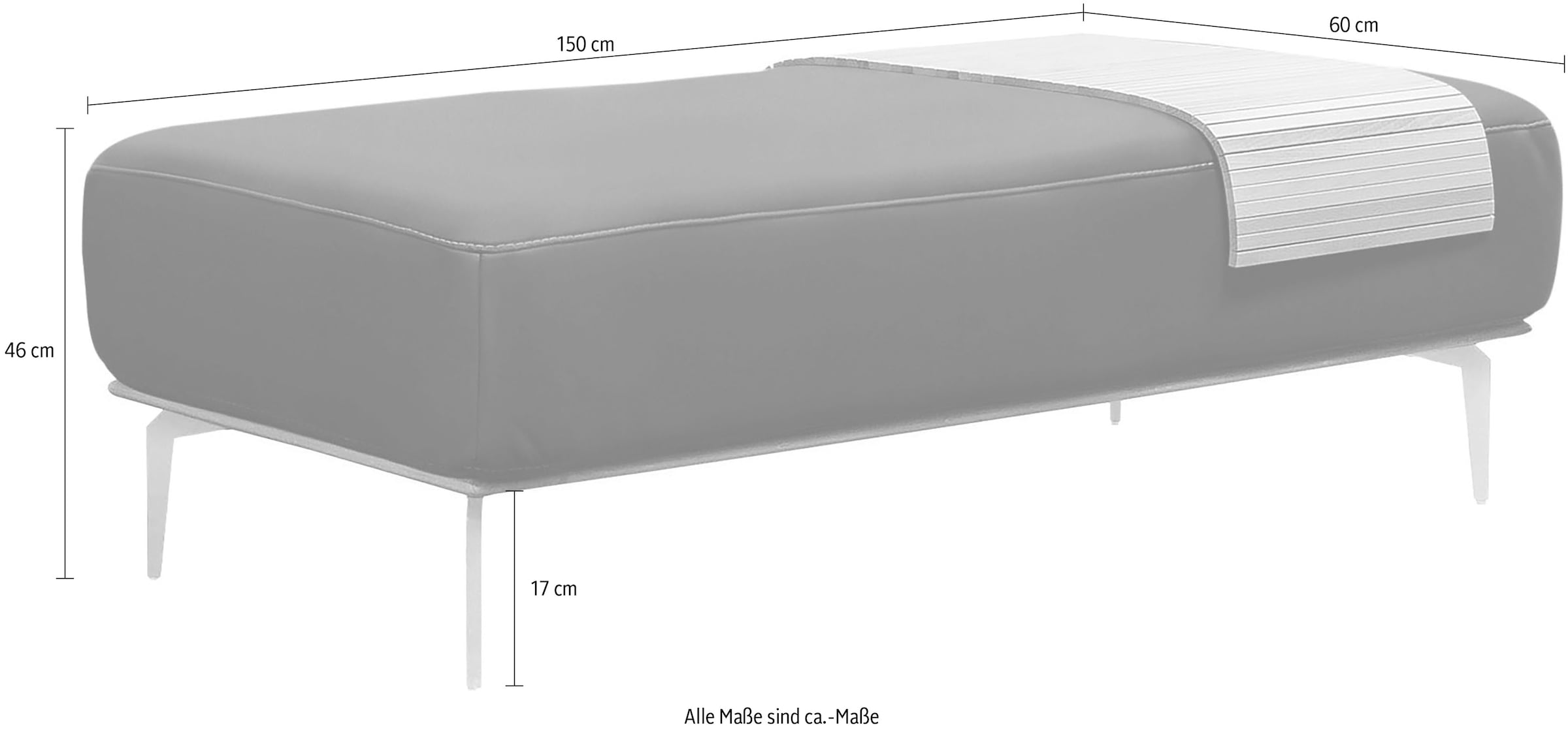 W.SCHILLIG Polsterhocker »run« mit Holzsockel, Füße in Bronze pulverbeschichtet, Breite 150 cm
