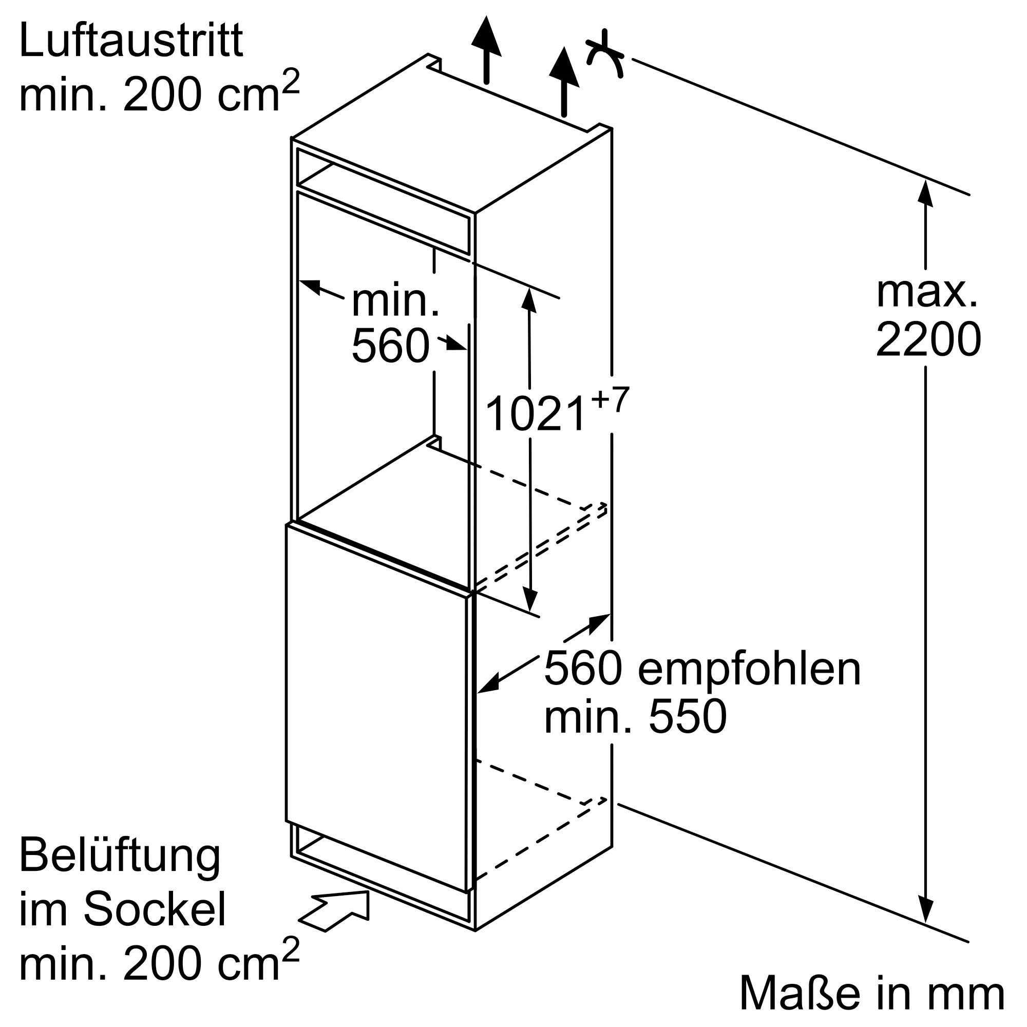 NEFF Einbaukühlschrank »KI2321SE0«, KI2321SE0, 102,1 cm hoch, 56 cm breit, Fresh Safe: Schublade für flexible Lagerung von Obst & Gemüse