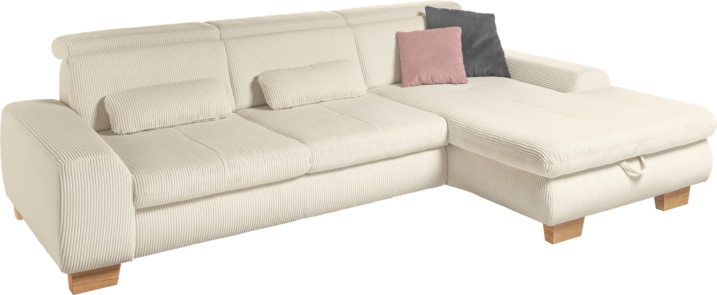 set one by Musterring Ecksofa, whlw. mit Funktion, Kaltschaum, in Cord, rose, Sitzhöhe 49