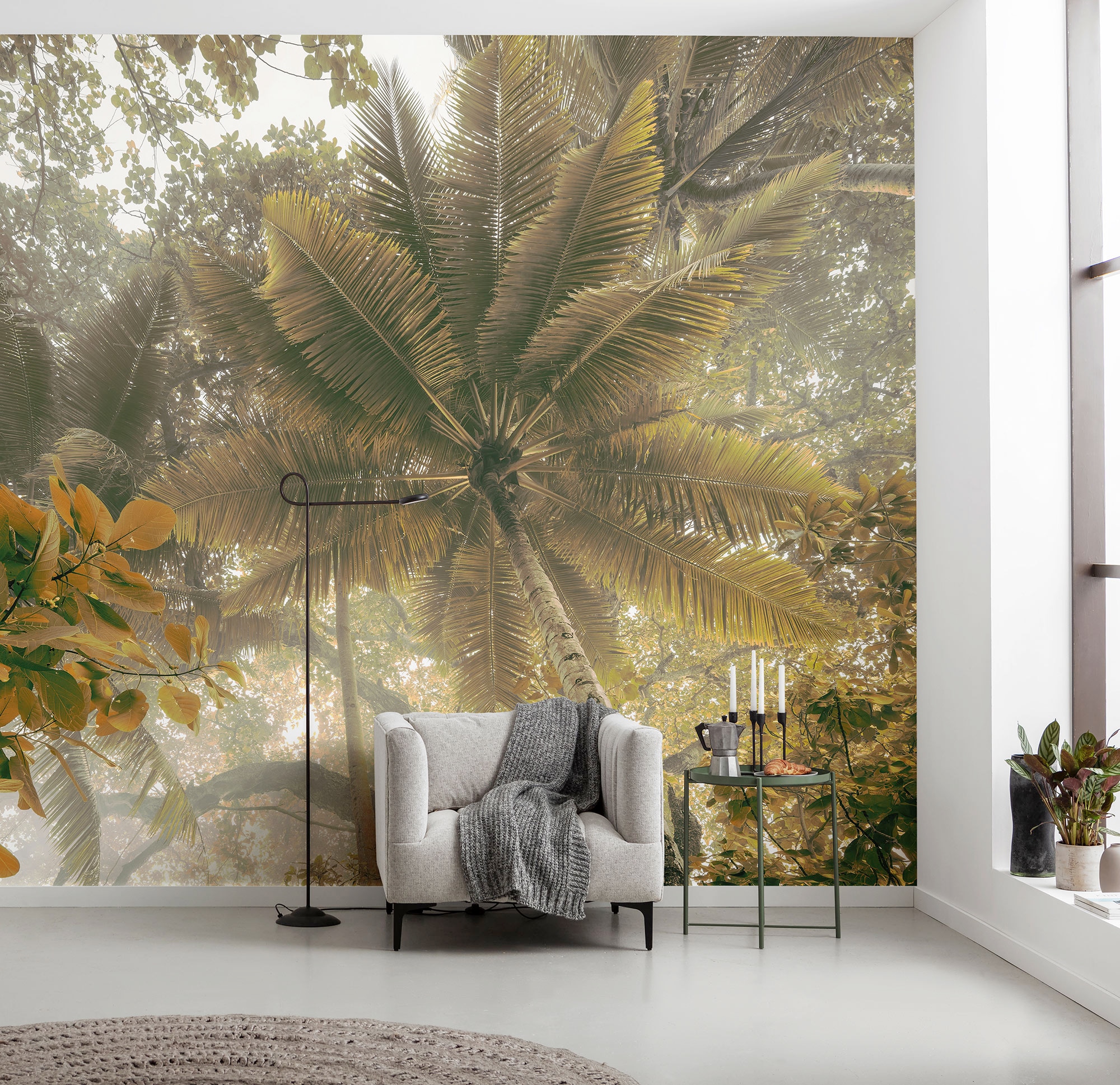 Komar Fototapete »Digitaldruck Vlies -  Palms Panorama - Größe 300 x 250 cm« bedruckt | floral | geblümt | gemustert | tropisch glatt Wohnzimmer, Schlafzimmer