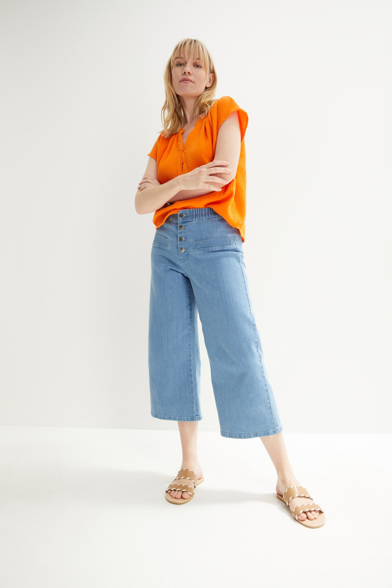 bonprix Shirtbluse »Musselin-Blusentop aus reiner Baumwolle« Oversize-Passform, mit V-Ausschnitt, aus Baumwolle