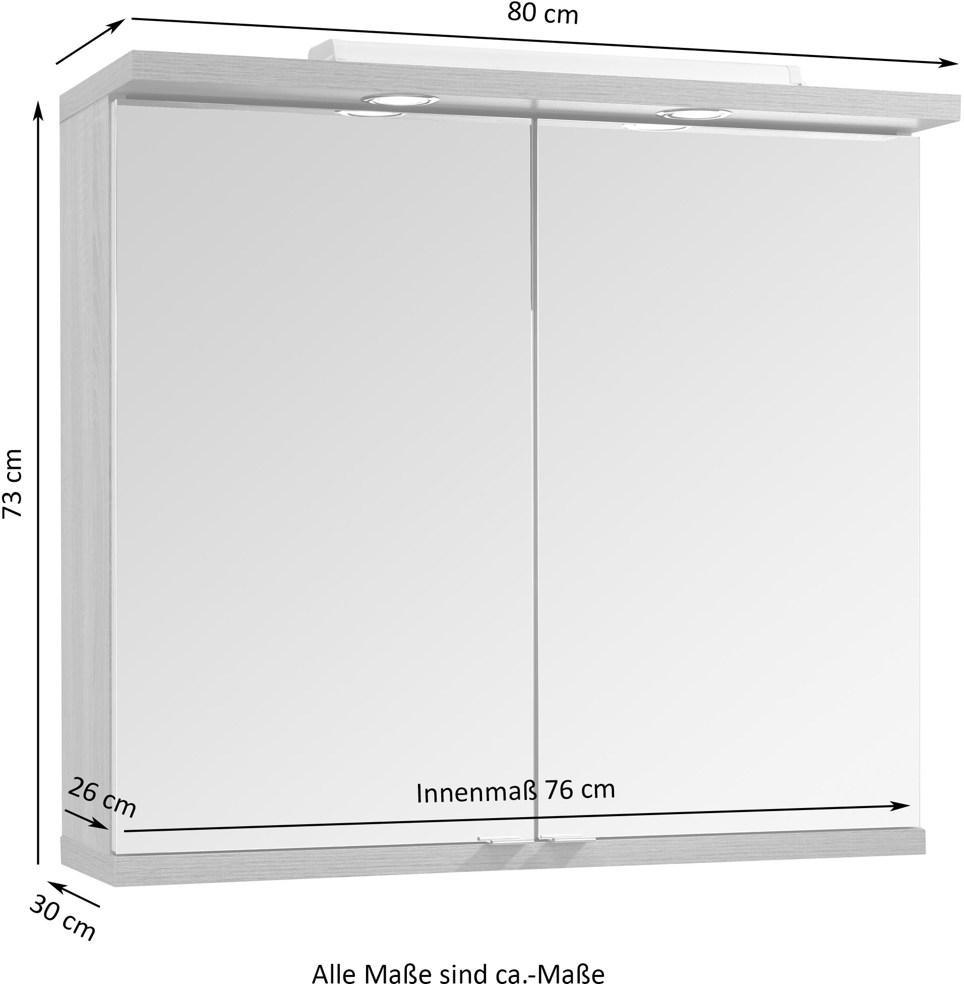 Homexperts Spiegelschrank »NUSA 01LK (94477)«, (1er Set)