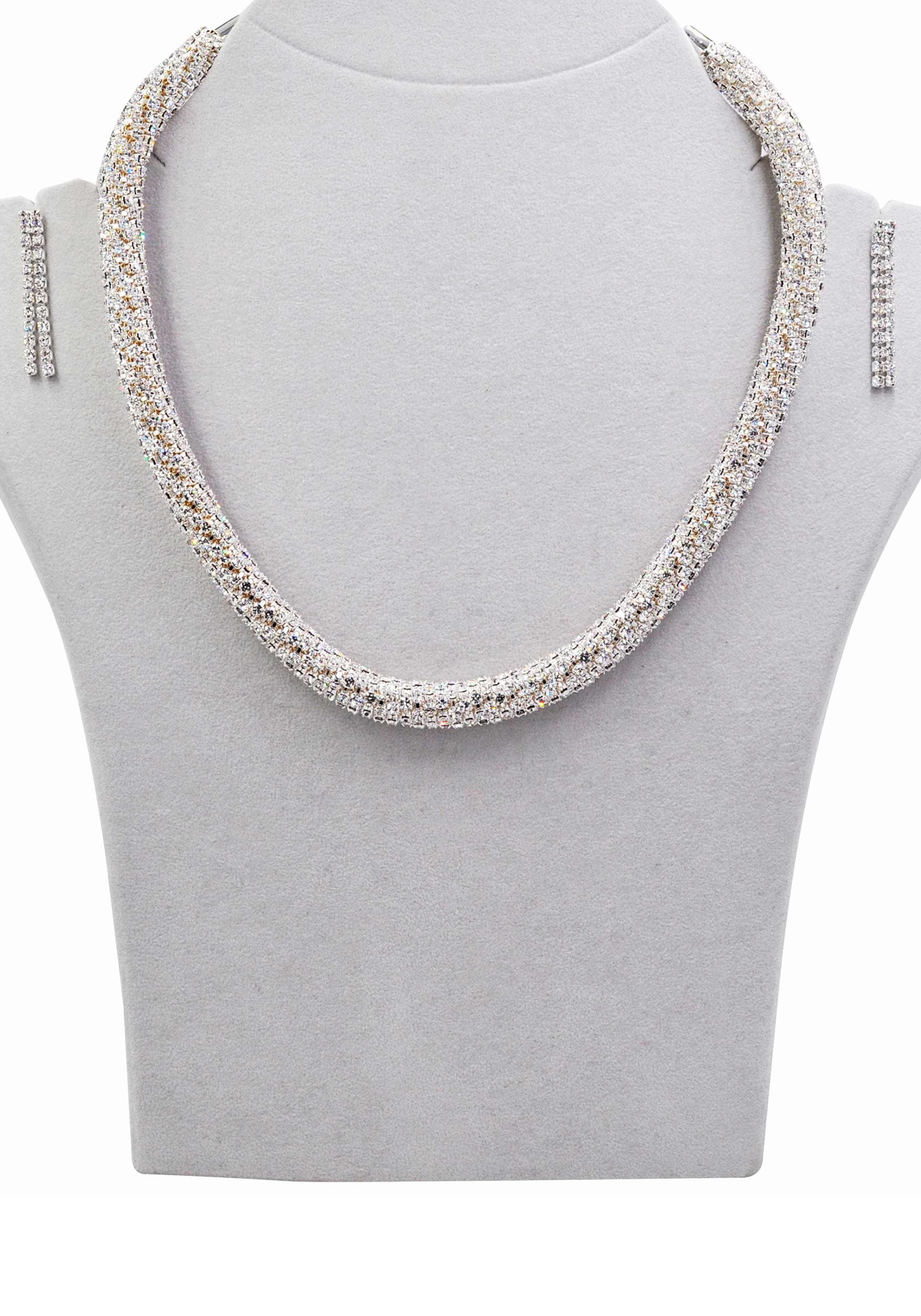 Firetti Ohrring und Ketten Set »Strass-Schmuckset, stilvoll, elegant und glamourös«, (Set, 3 tlg.), mit Glasstein