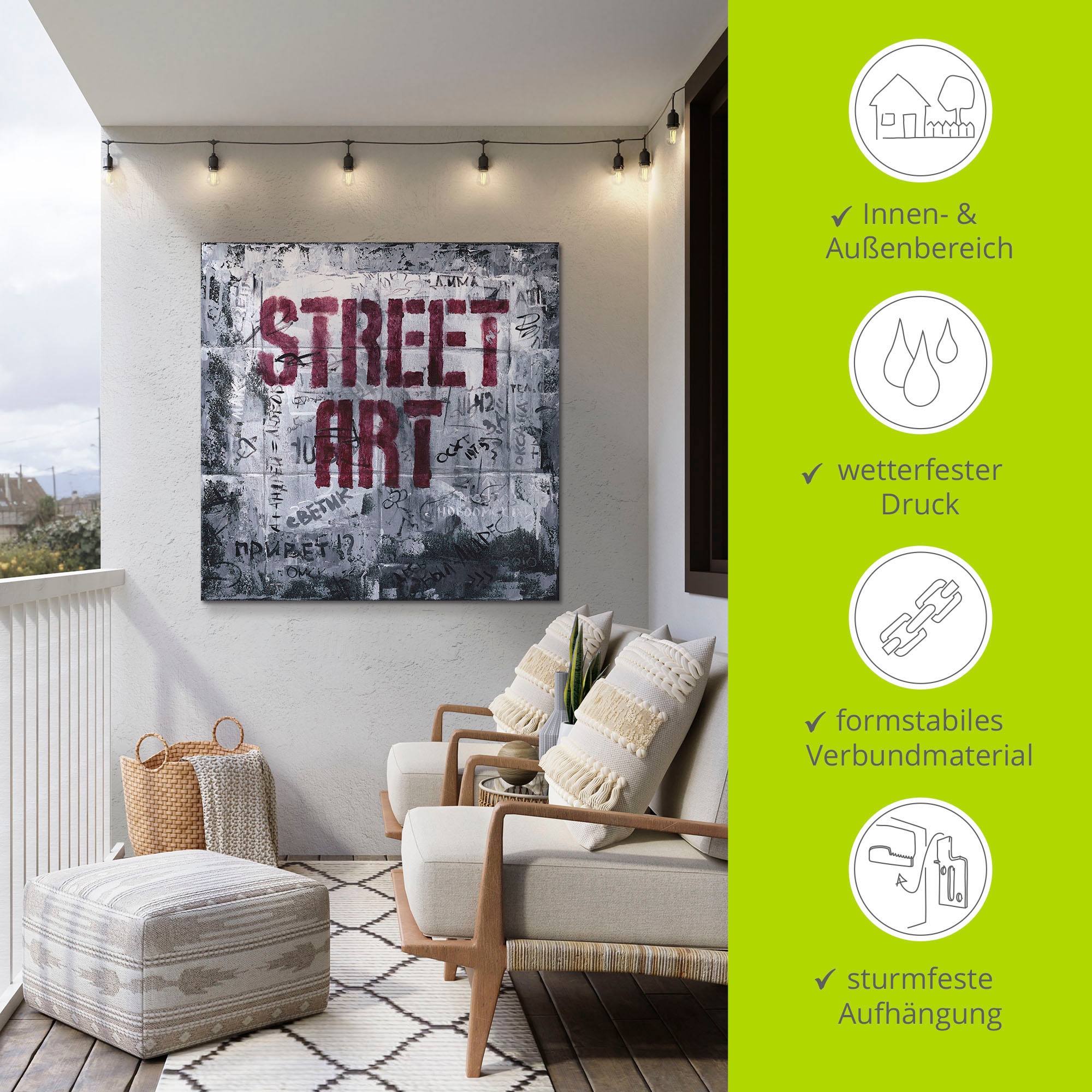 Artland Wandbild »Street Art - Straßenkunst«, Sprüche & Texte, (1 St.), als Alubild, Outdoorbild, Leinwandbild in verschied. Größen