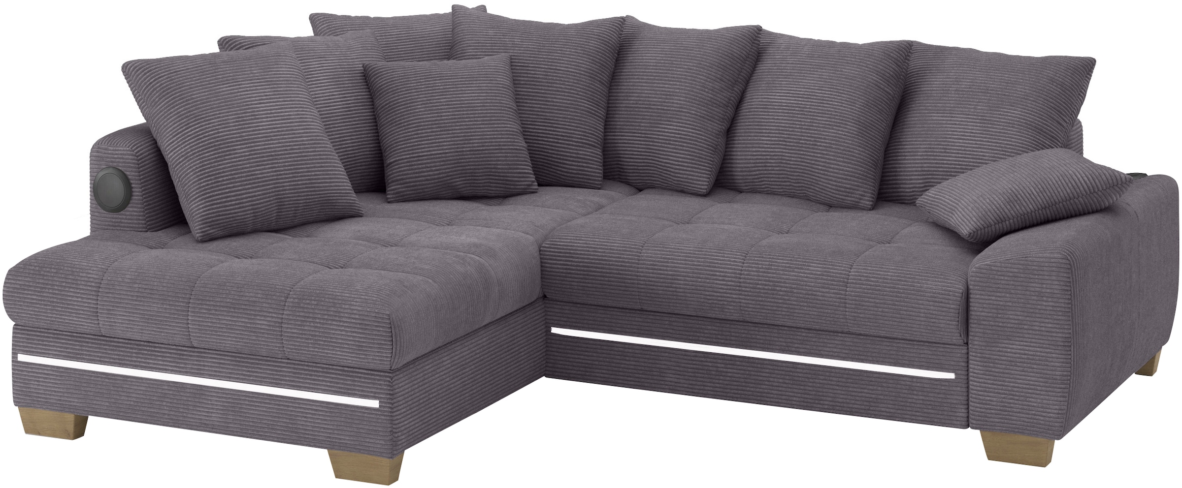 Mr. Couch Ecksofa »Nikita II, L-Form«, RGB-LED, Bluetooth-Soundsystem, wahlweise mit Bett, Bettkasten
