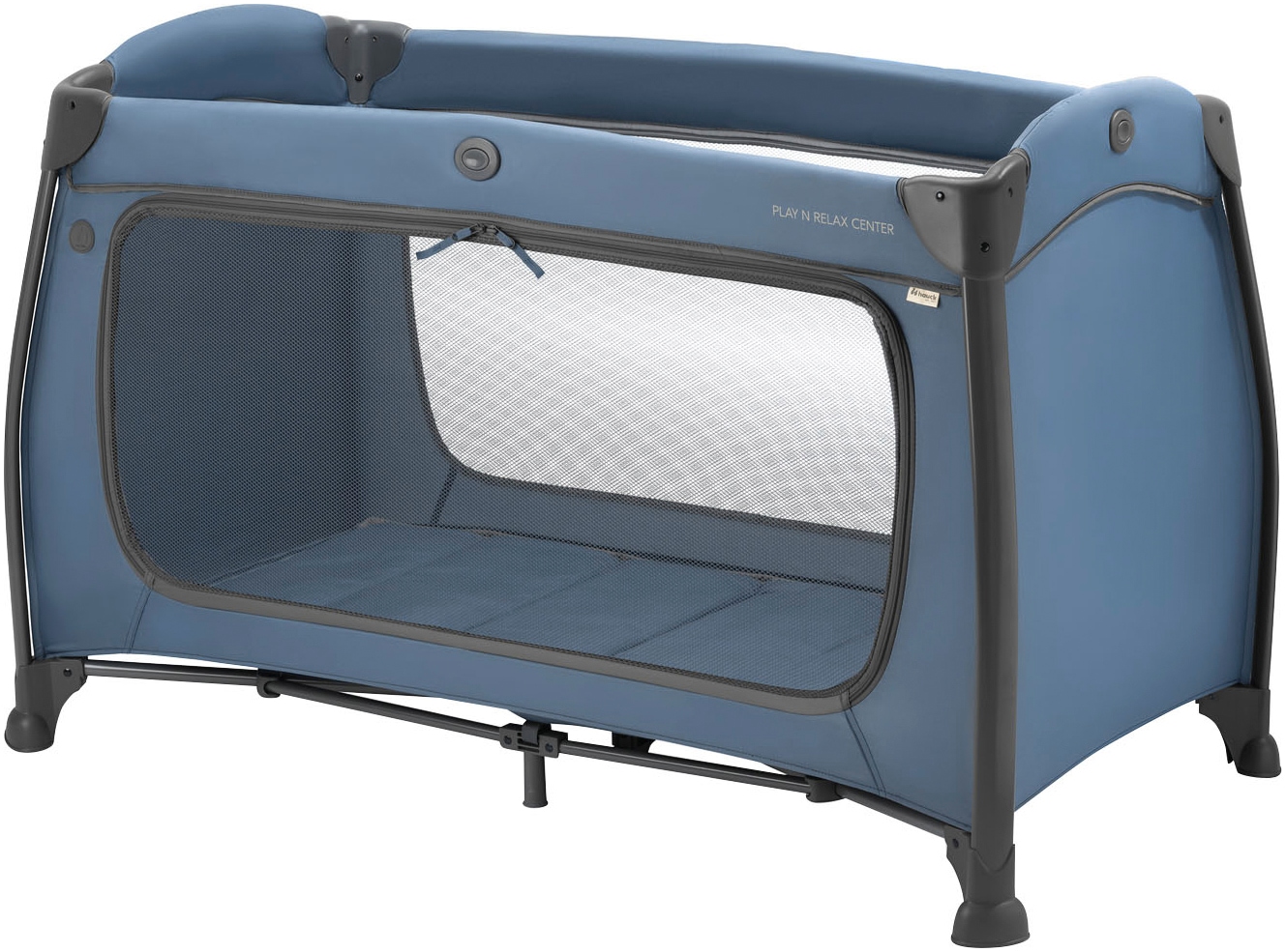 Hauck Baby-Reisebett »Play N Relax Center, dark blue«, inkl. Neugeboreneneinhang, Wickelmulde, Ausstieg, Räder