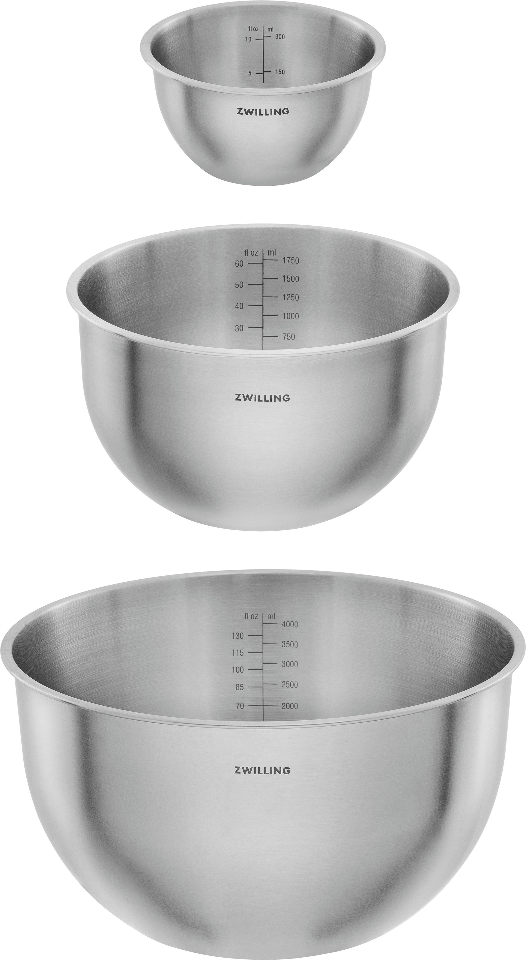 Zwilling Schüssel »Fresh &Save BOWLS«, 3 tlg., aus Edelstahl, Schüssel-Set aus Edelstahl, stapelbar, 3-tlg, S/M/L