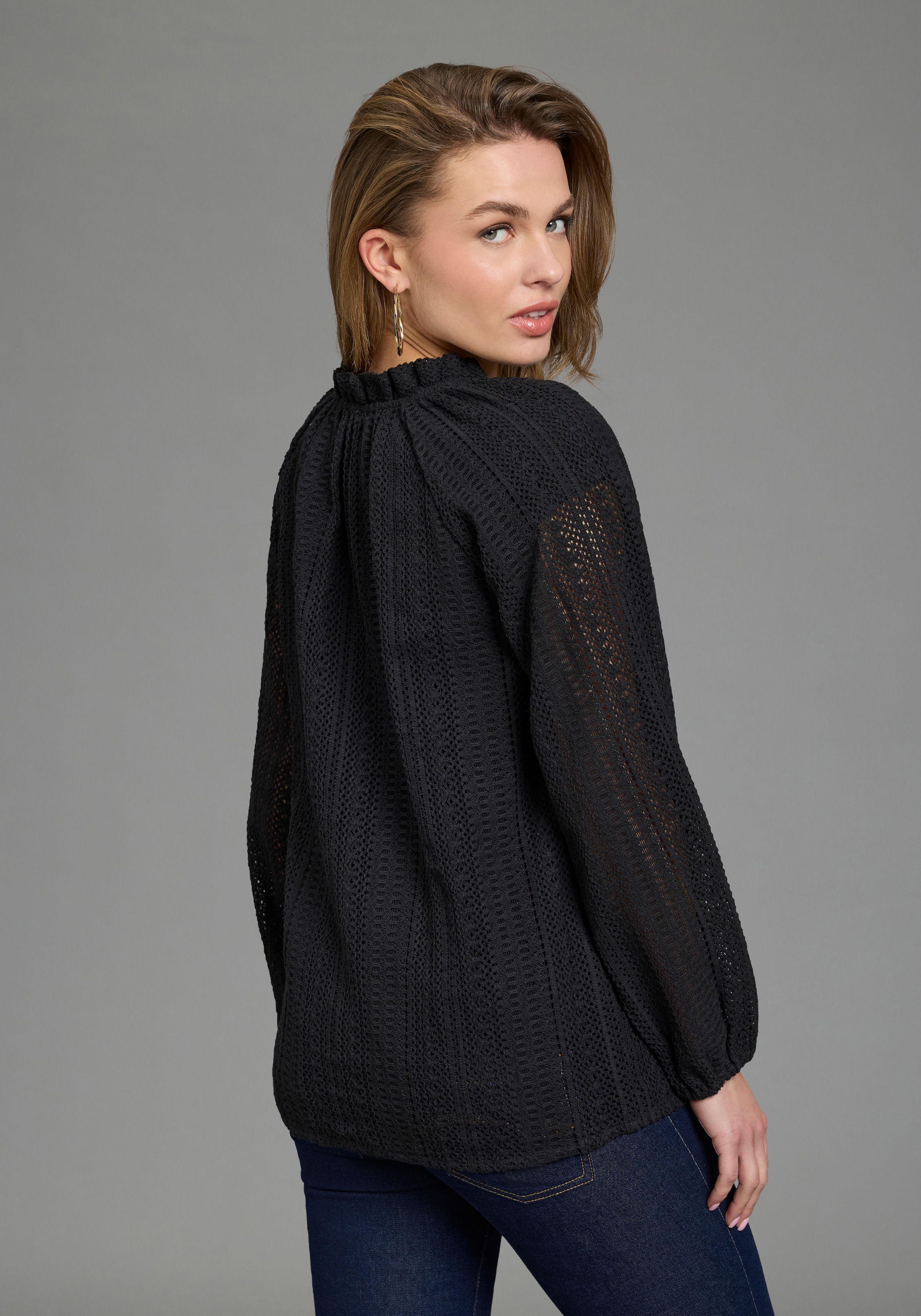 Laura Scott Shirtbluse in Häkeloptik, aus Baumwolle