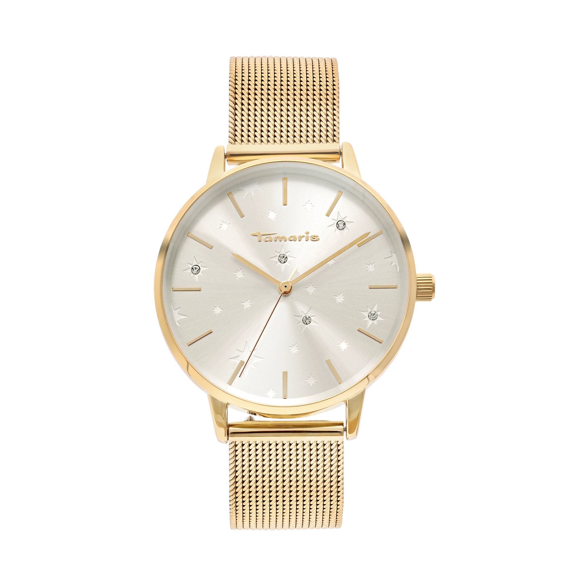 Tamaris Damen Quarzuhr Armbanduhr, Damenuhr, Edelstahlarmband, analog, Zirkonia (synth.)