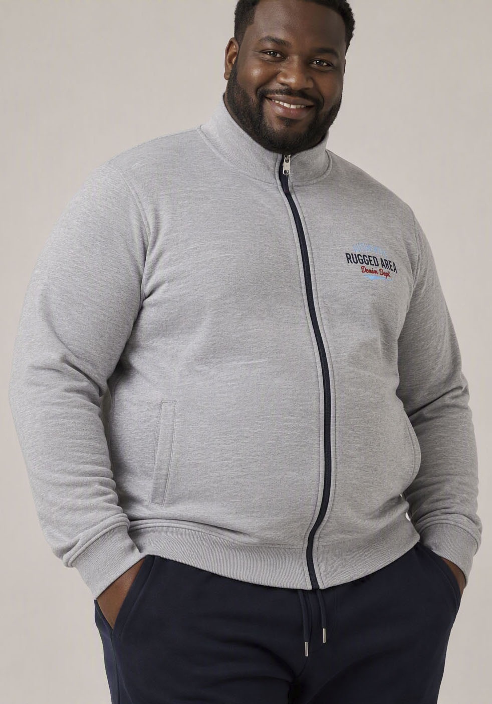 Man's World Plus Sweatjacke mit Reißverschluss, normale Länge, aus Baumwolle und Polyester