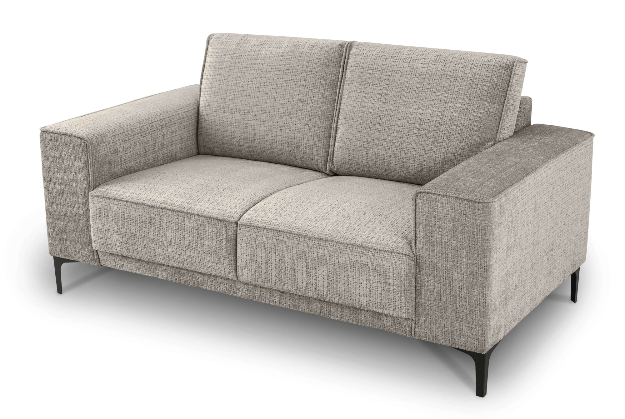 Places of Style 2-Sitzer »Kompaktsofa Oland, Struktur, Flachgewebe, Luxus-Microfaser, Boucle«, 164 cm, Wellenunterfederung, Skandi-Design, Metallfüße