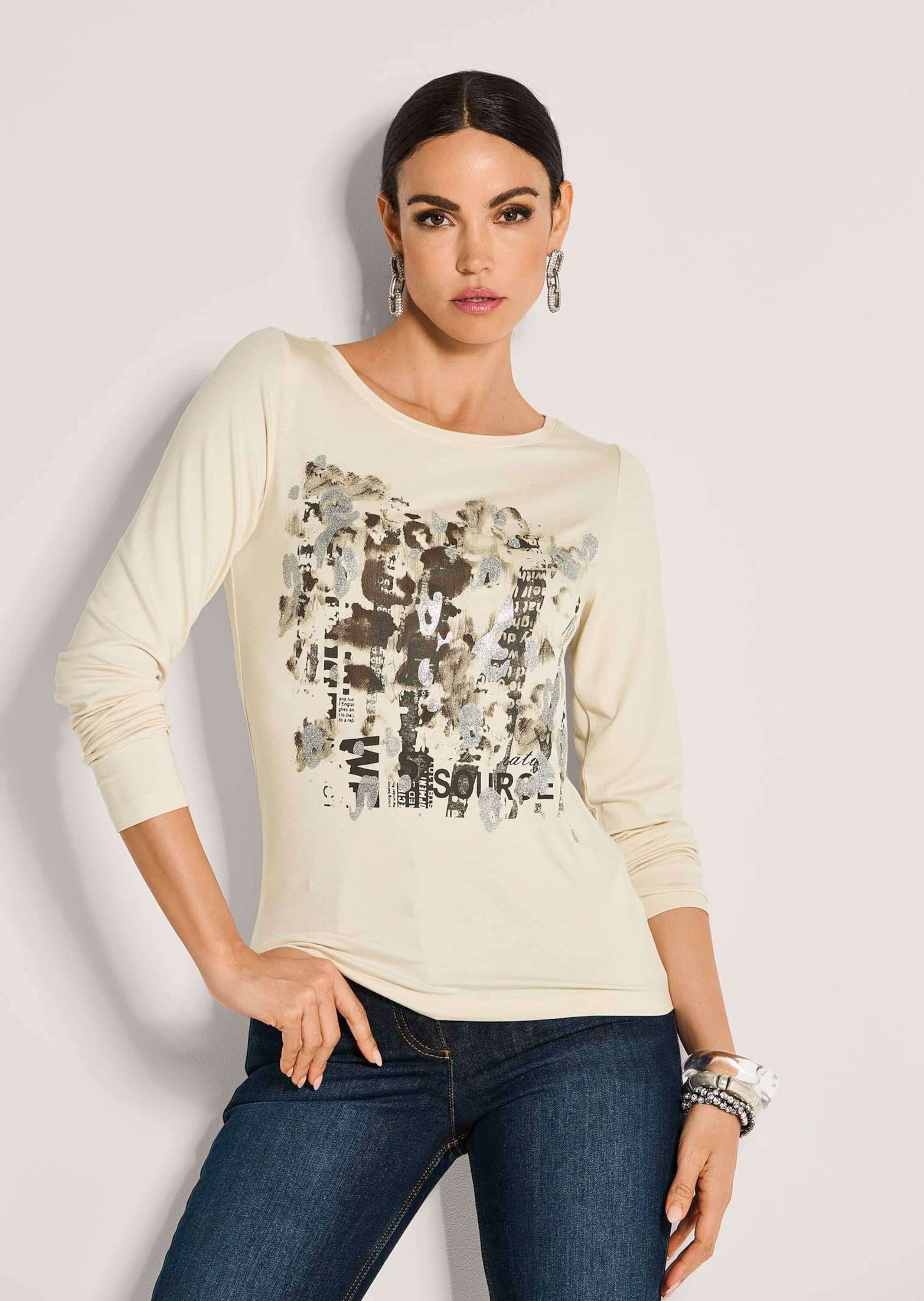MADELEINE Langarmshirt »Blusenshirt Glamouröses Oberteil mit Straßakzenten«