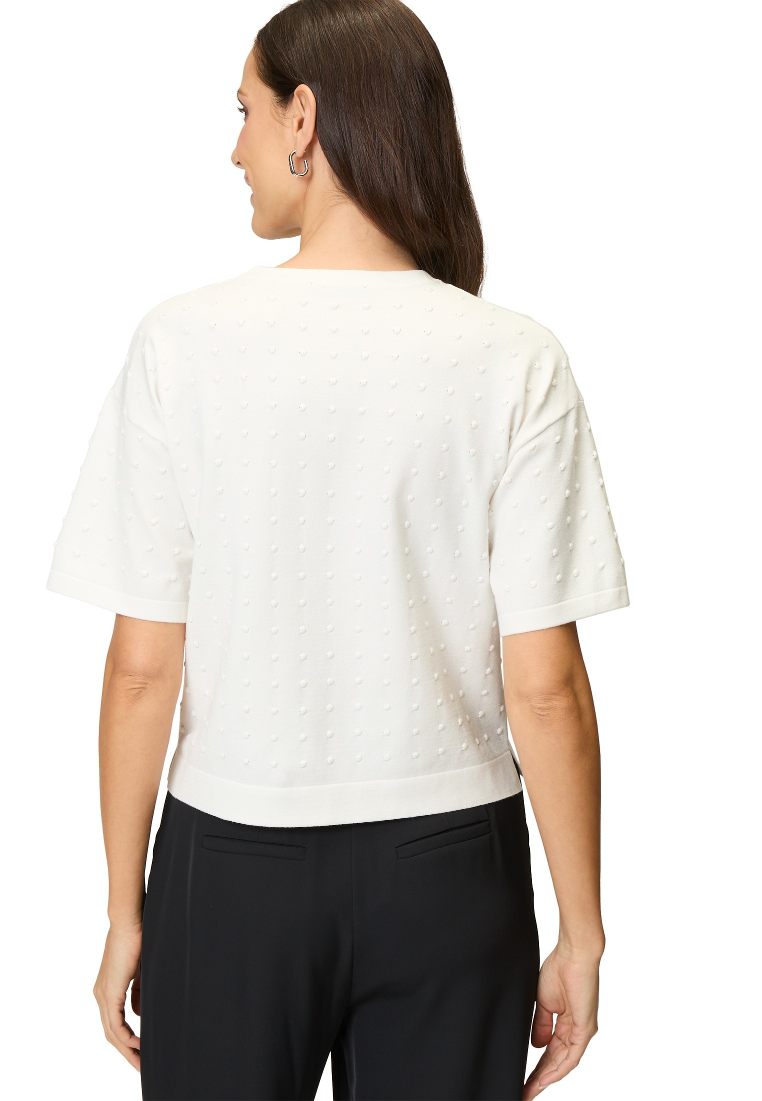 Zero Rundhalspullover »Pullover mit Punkt-Stickerei«