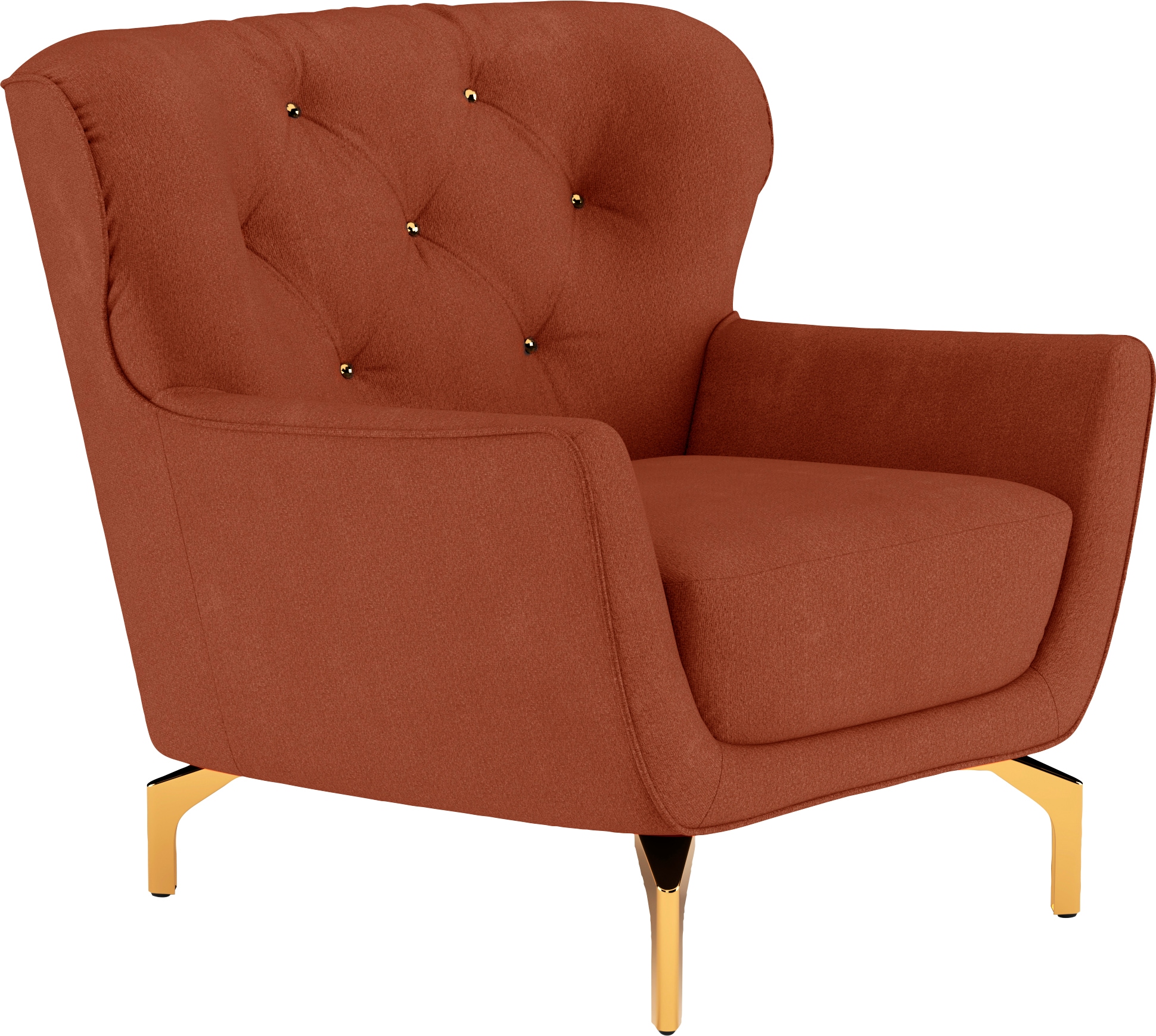 sit&more Sessel »Orient 3«, inkl. 1 Zierkissen mit Strass-Stein, goldfarbene Metallfüße