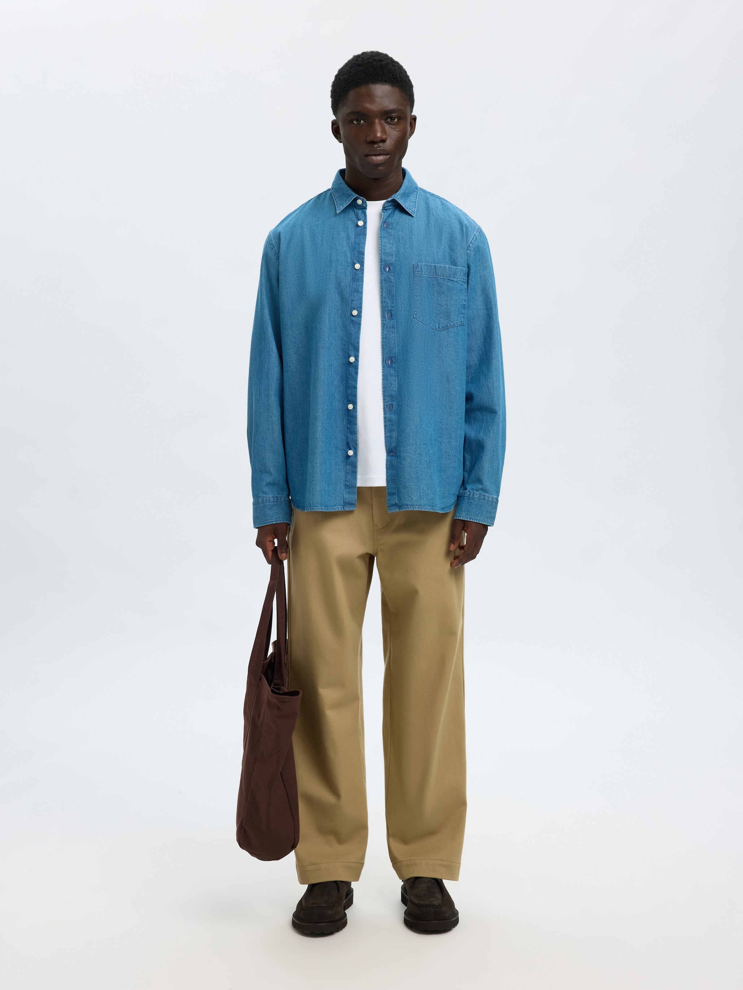 SELECTED HOMME Langarmhemd »SLHREGCARLO DENIM LS SHIRT NOOS«