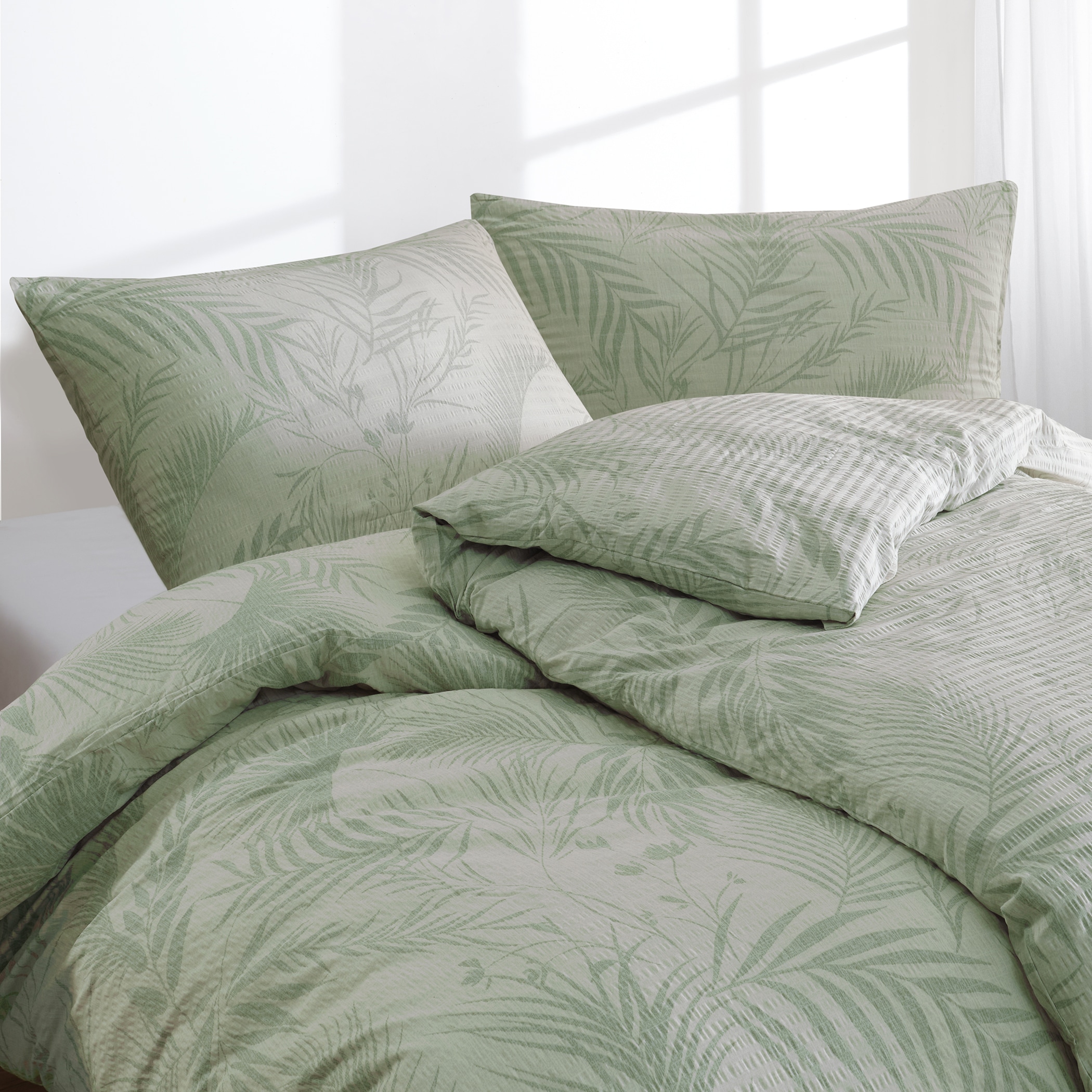 Florella Kinderbettwäsche »»Eliora lind« Soft-Touch Seersucker,  50% Baumwolle, 50% Viskose«