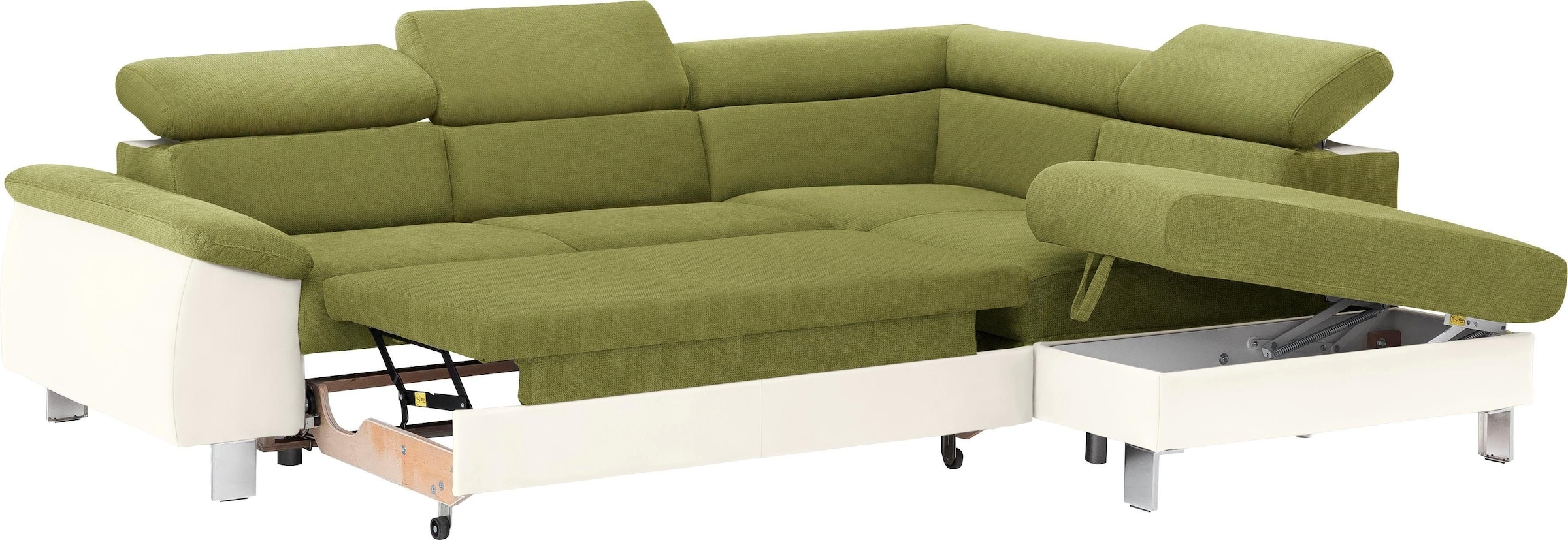 COTTA Polstergarnitur »Komaris L-Form«, (Set), Set bestehend aus: Ecksofa mit Kopfteilverstellung & Hocker