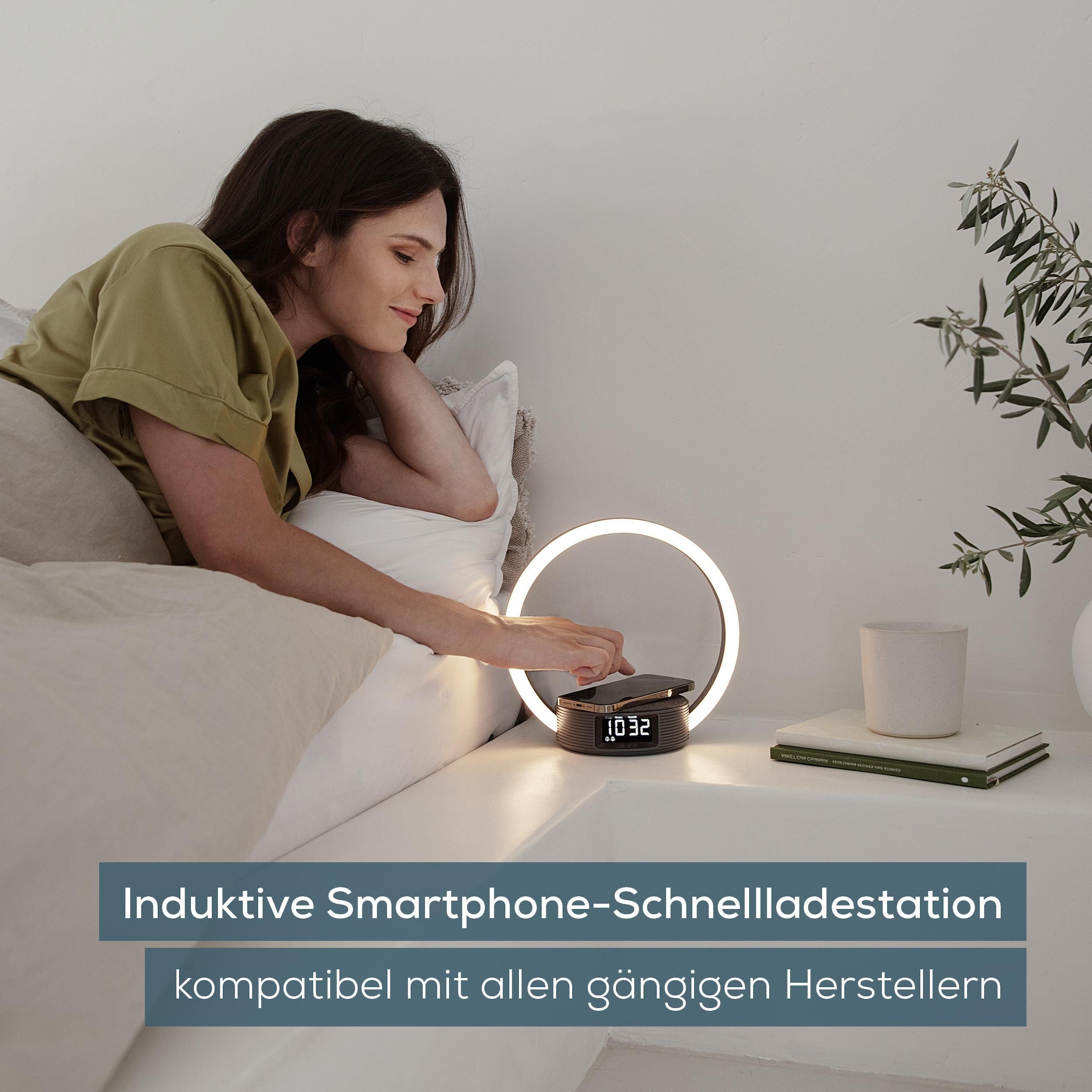 BEURER Tageslichtwecker »WL 65 Wake up+Charge mit Schnellladestation, Wecker und Leselampe« Natürliches Einschlafen und sanftes Aufwachen