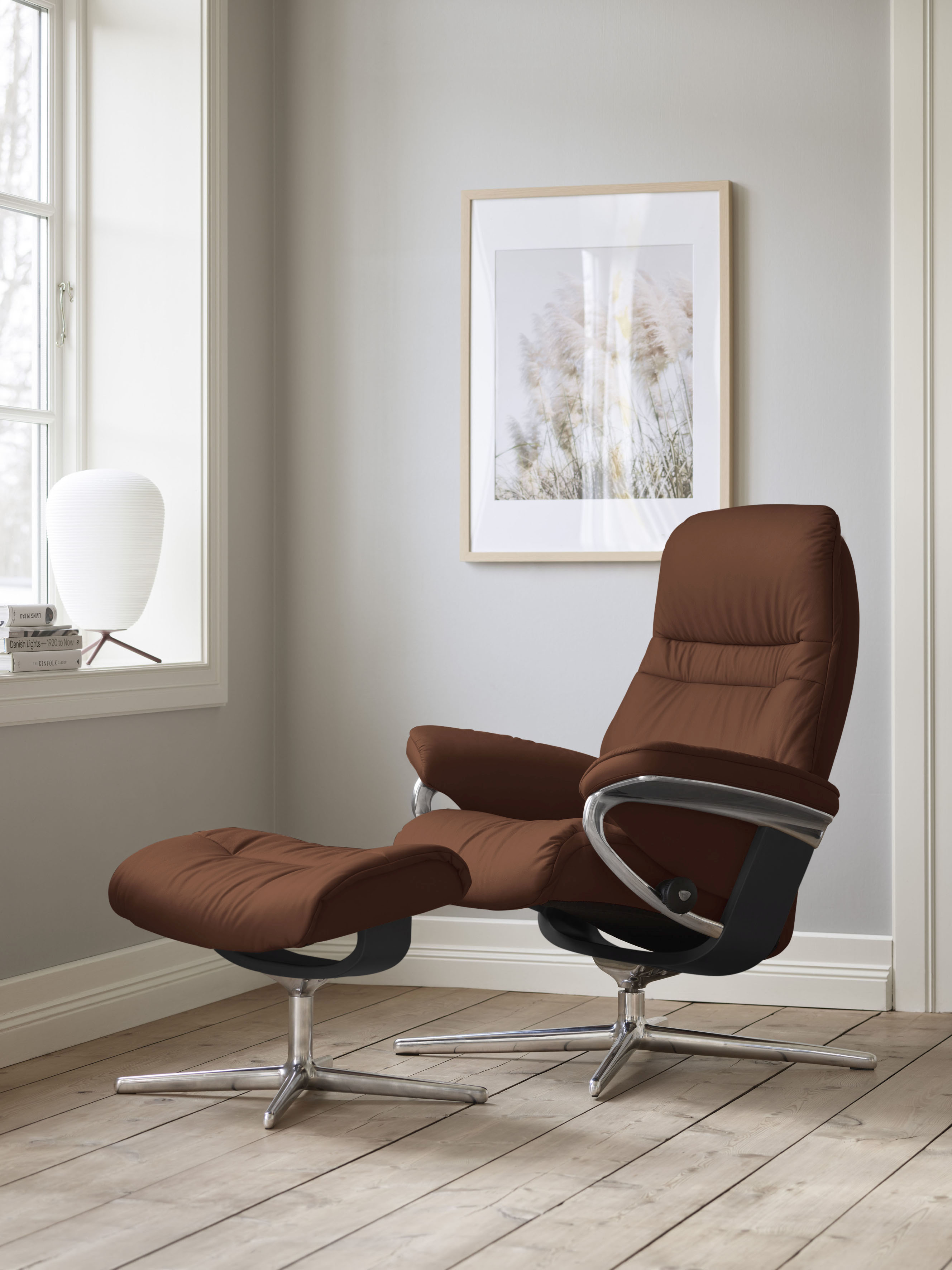 Stressless Fußhocker »Sunrise« mit Cross Base in braun, Größe B/H/T: 57 cm x 42 cm x 40 cm